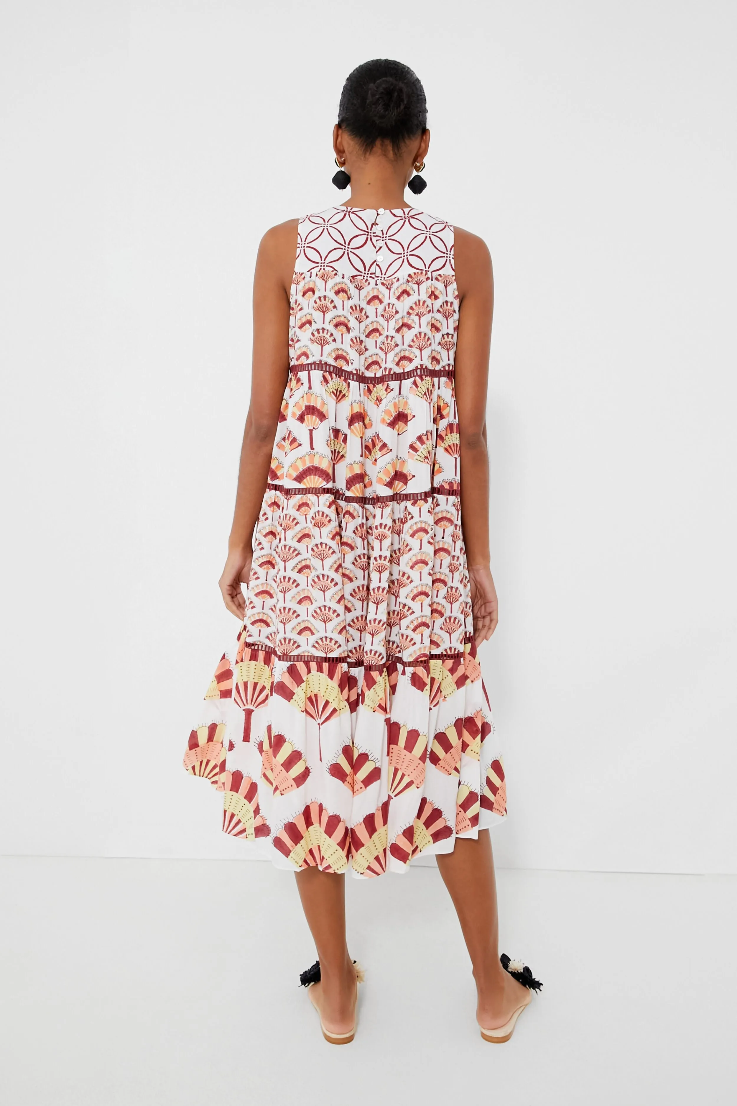 Multi Aba Tiered Midi Dress