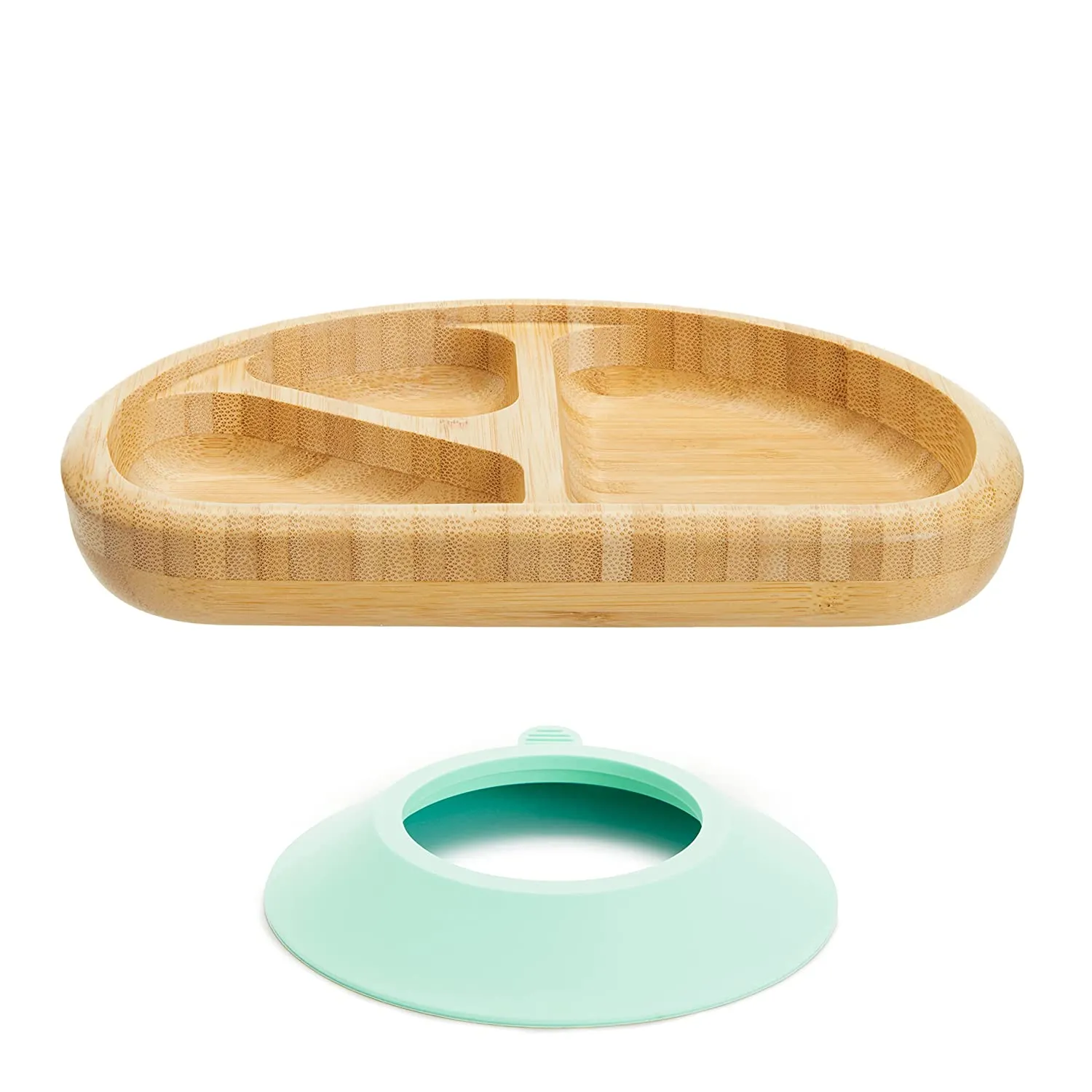 Munchkin Bamboo Stay Put Divided Suction Plate, Eco-Friendly