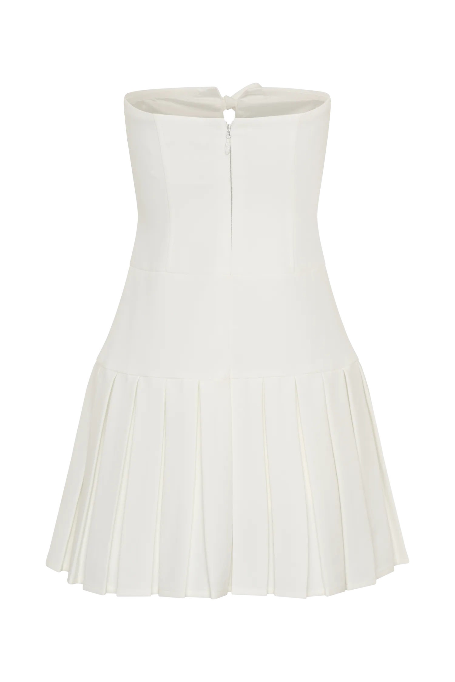 Naya Pleated Mini Dress With Ties - White