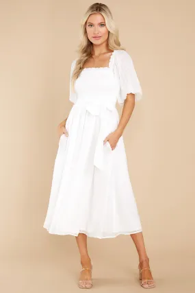 Never Ending Love Story White Midi Dress