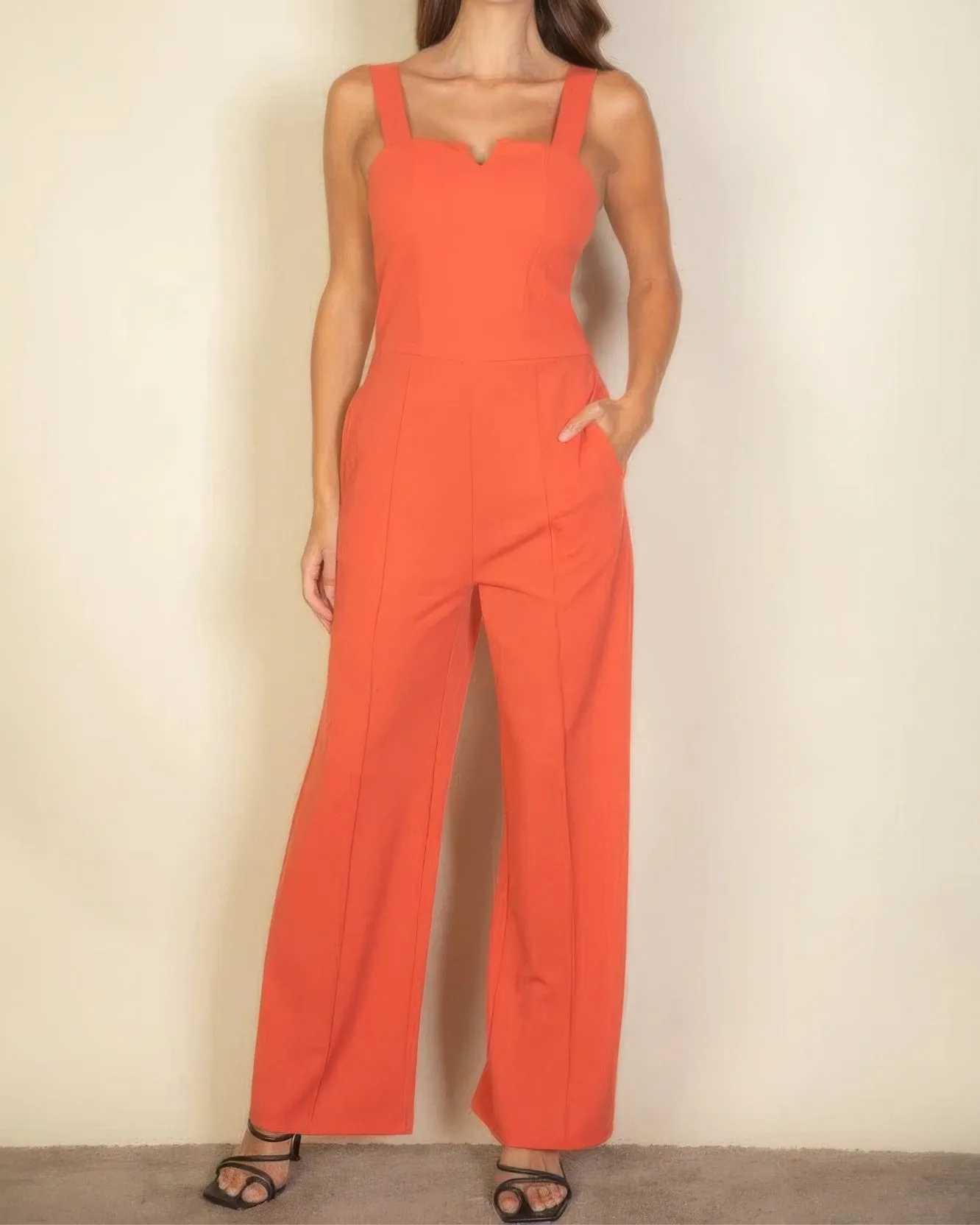 Notched Neck Cami Jumpsuit