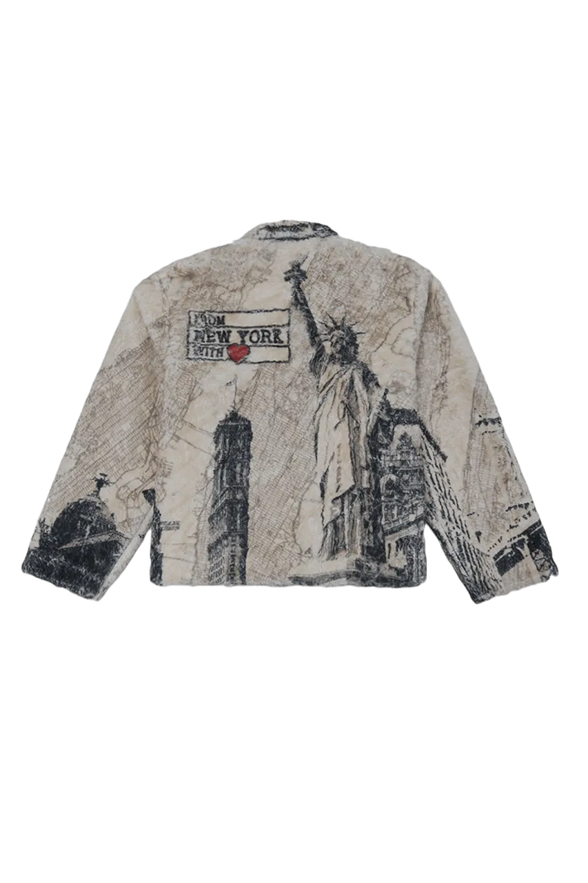 NYC PRINTED SHERPA JACKET