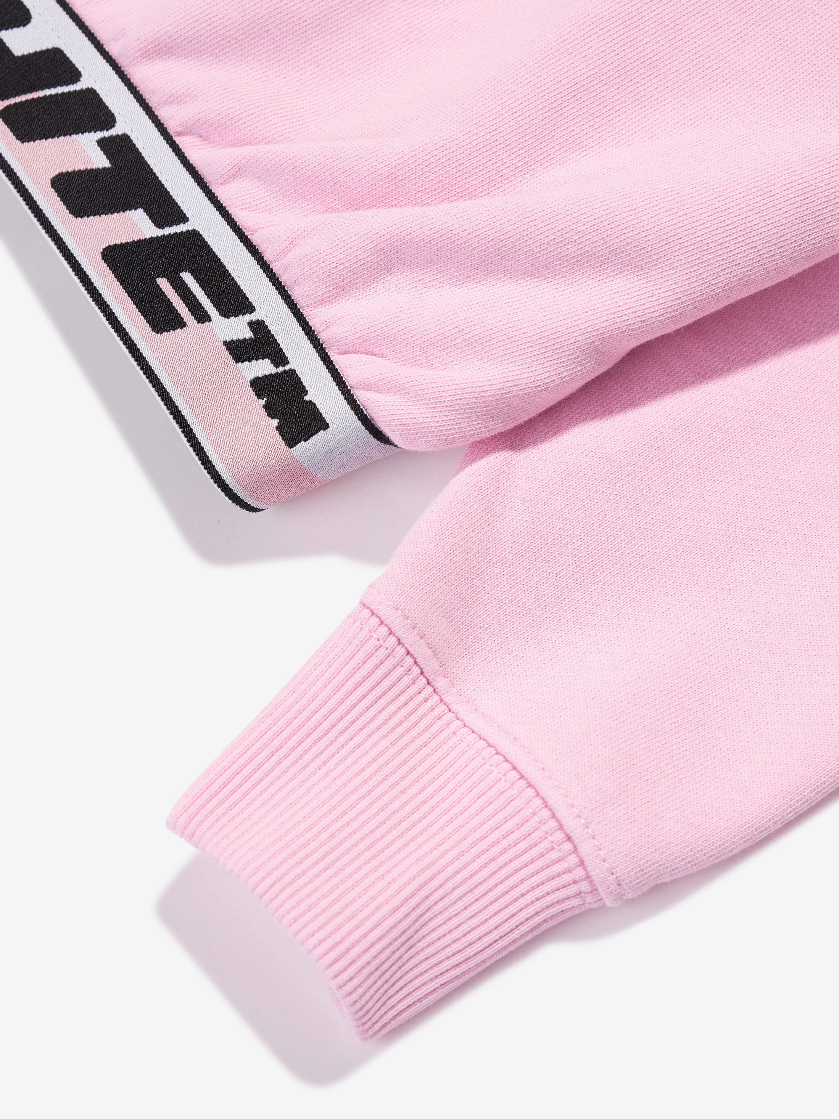 Off-White Girls Logo Band Cropped Hoodie in Pink