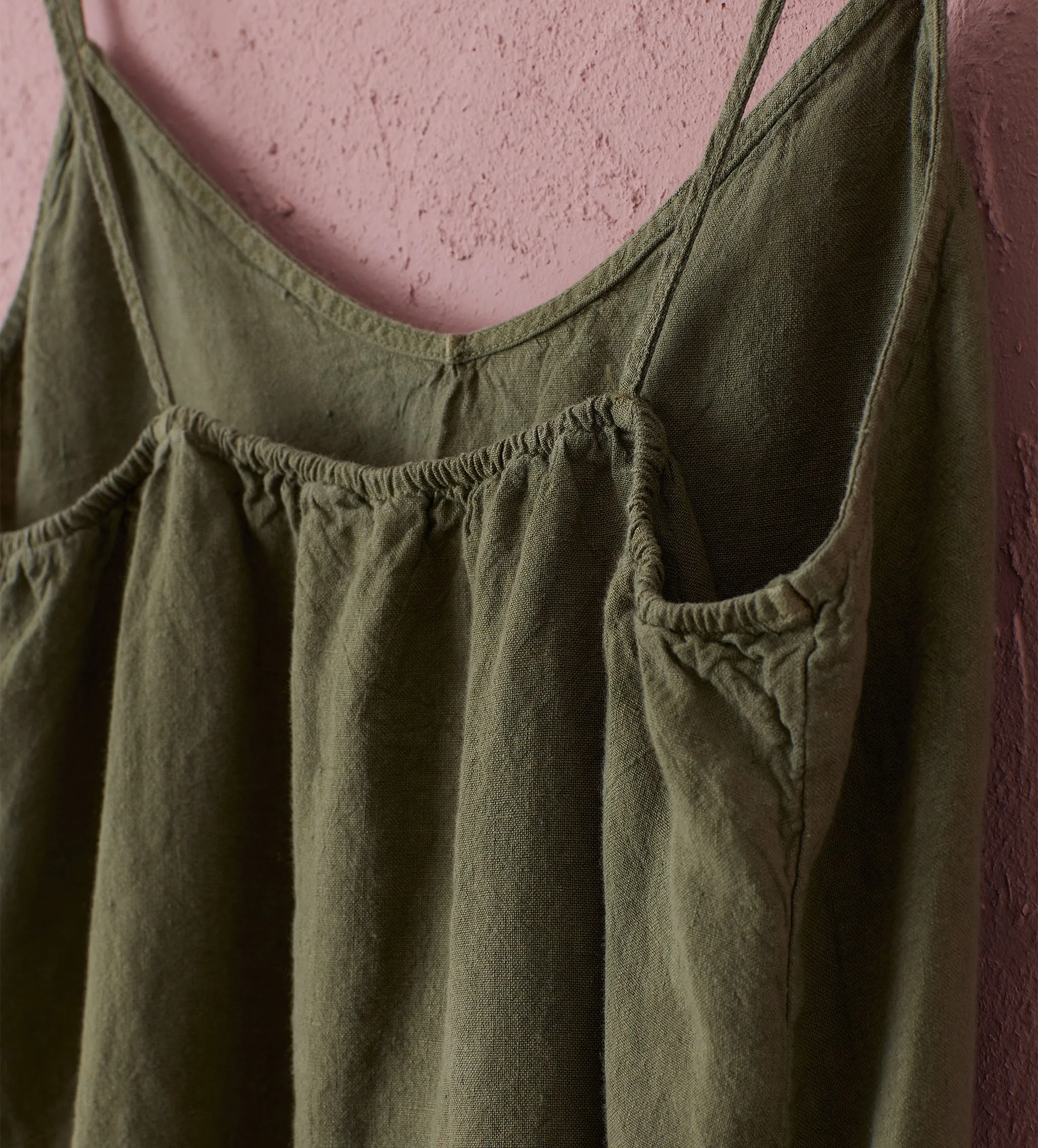 Olive Green Alice 100% Linen Cami Nightie