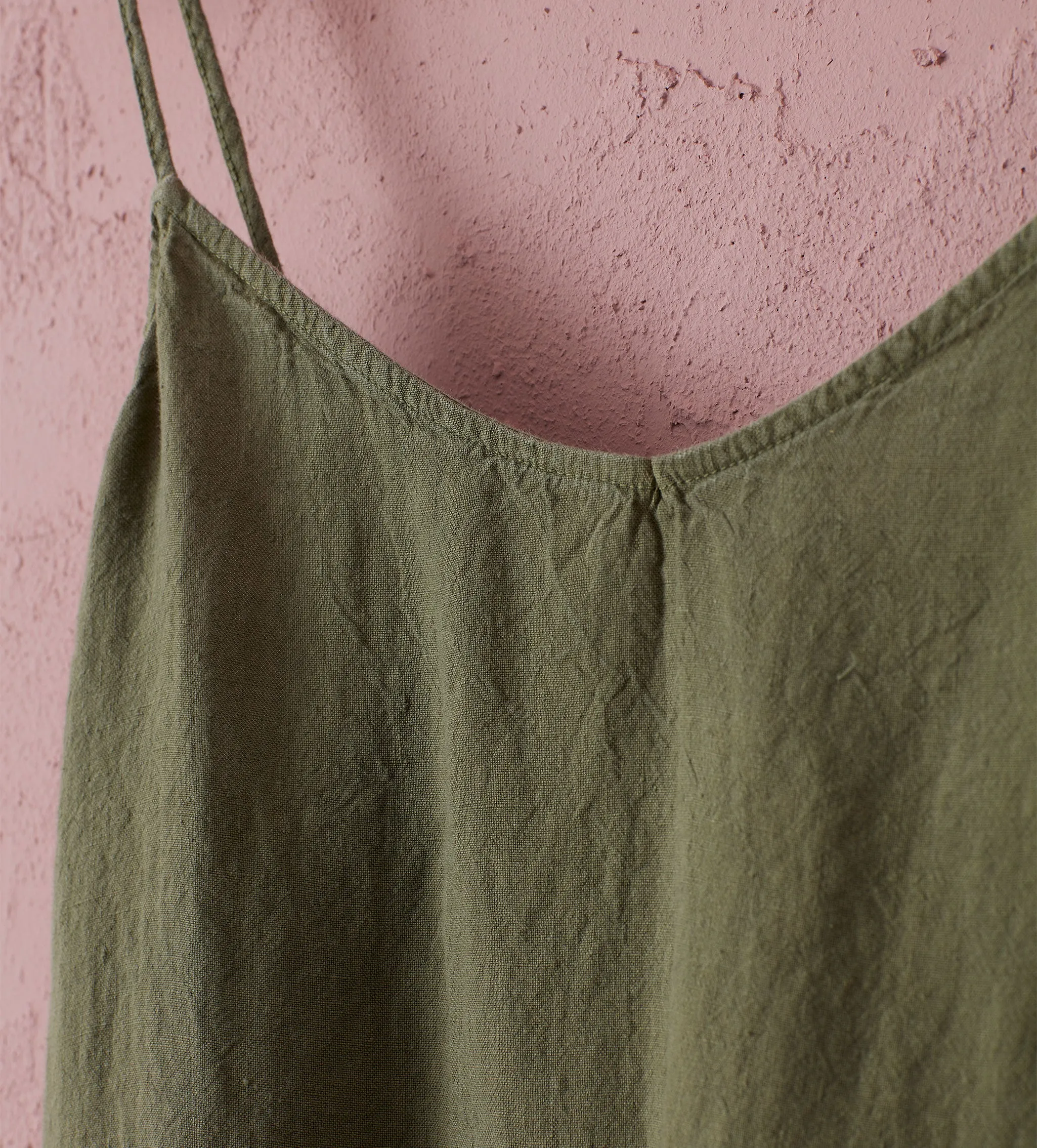 Olive Green Alice 100% Linen Cami Nightie