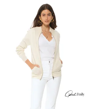 Oprah Daily - Women's Cashmere Zip Cardigan Milk White