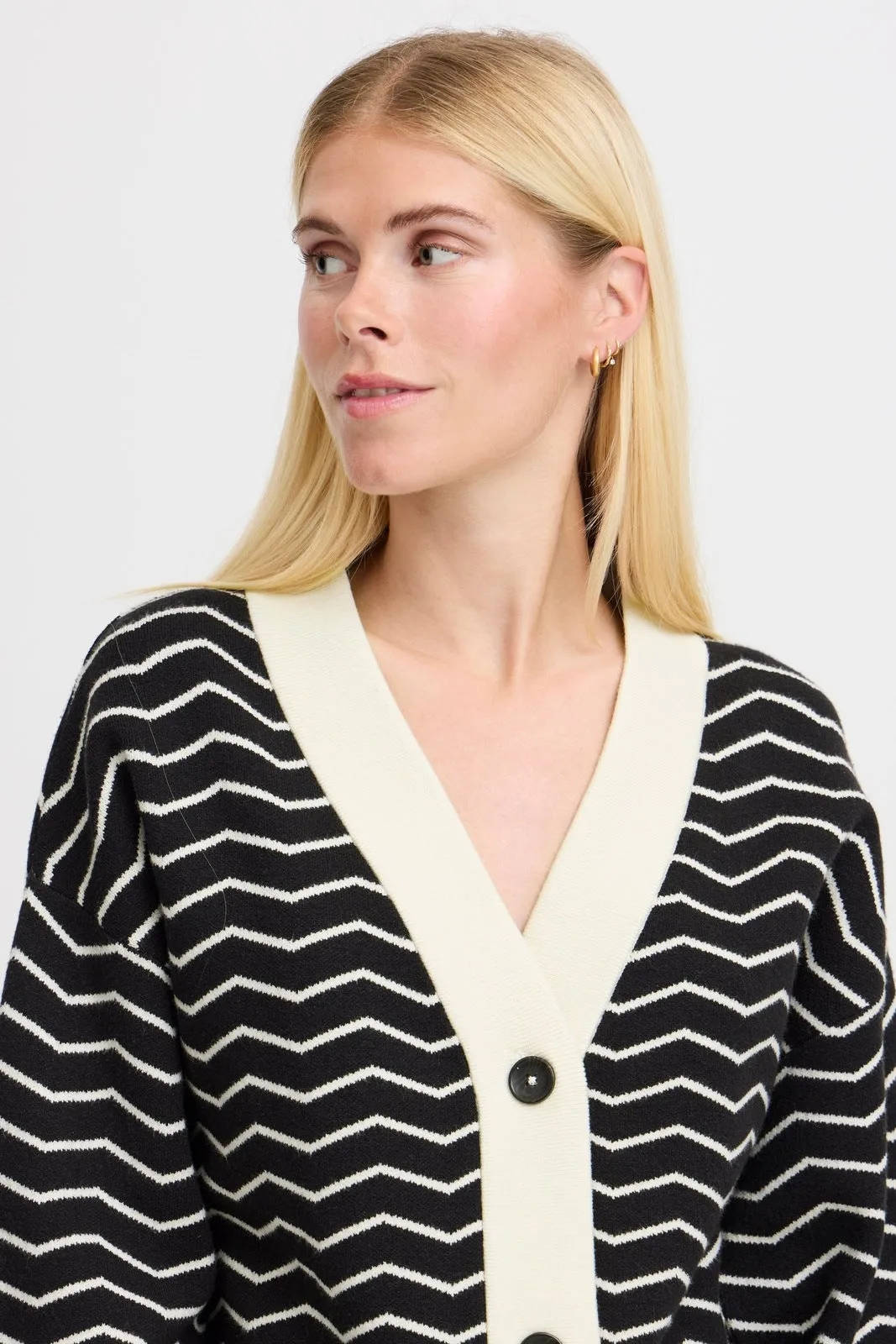 Otari Zig Zag Knit Cardigan - Black Mix