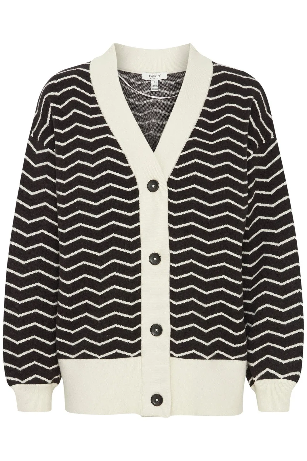 Otari Zig Zag Knit Cardigan - Black Mix