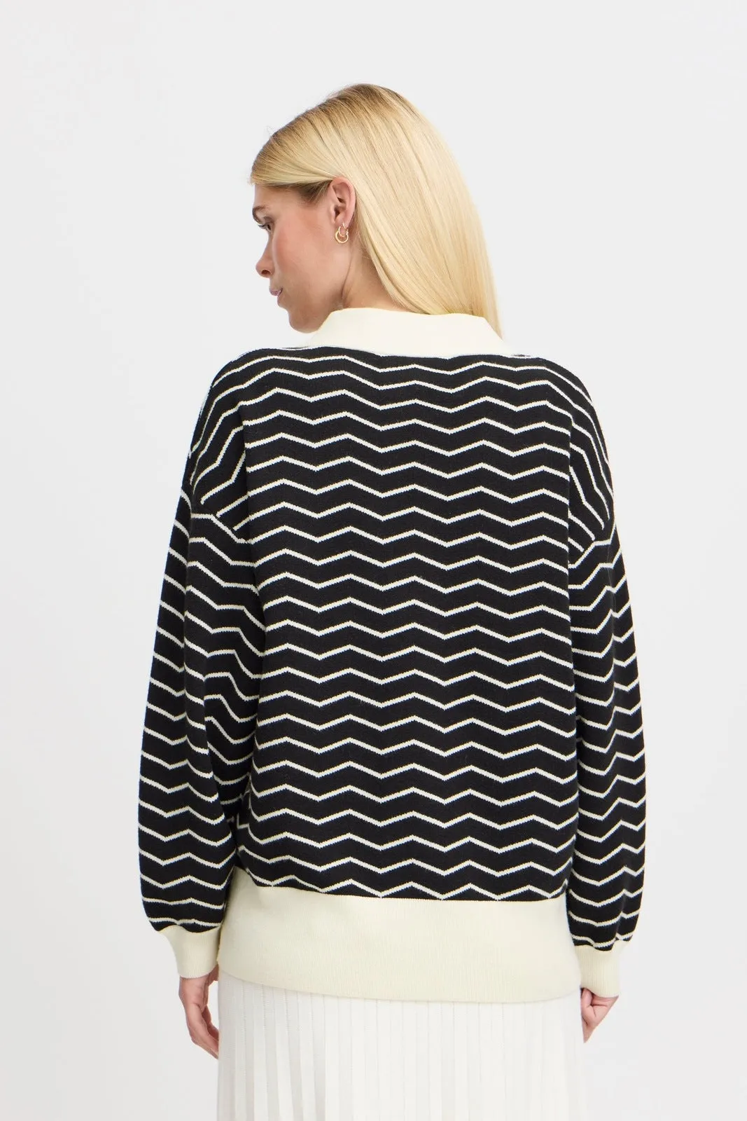 Otari Zig Zag Knit Cardigan - Black Mix