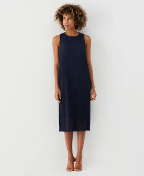 Partially Lined Plisse Midi Dress