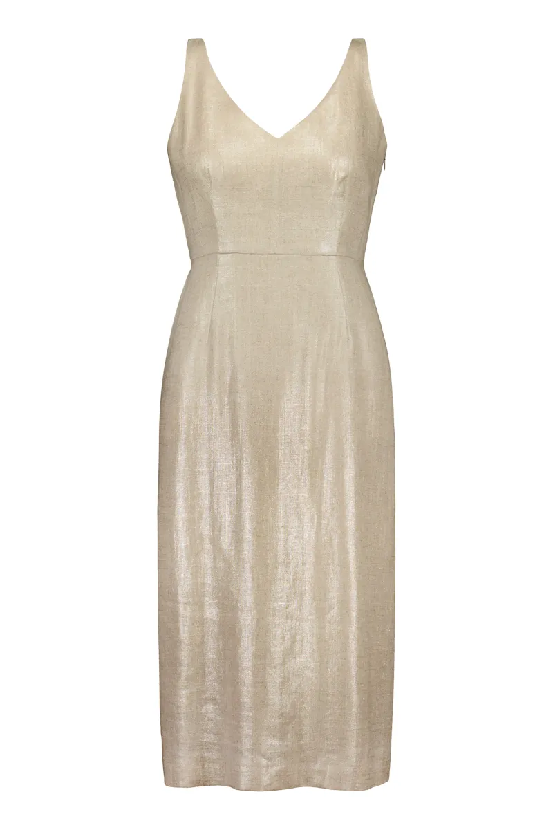 PETRONELLA linen pencil dress GOLD