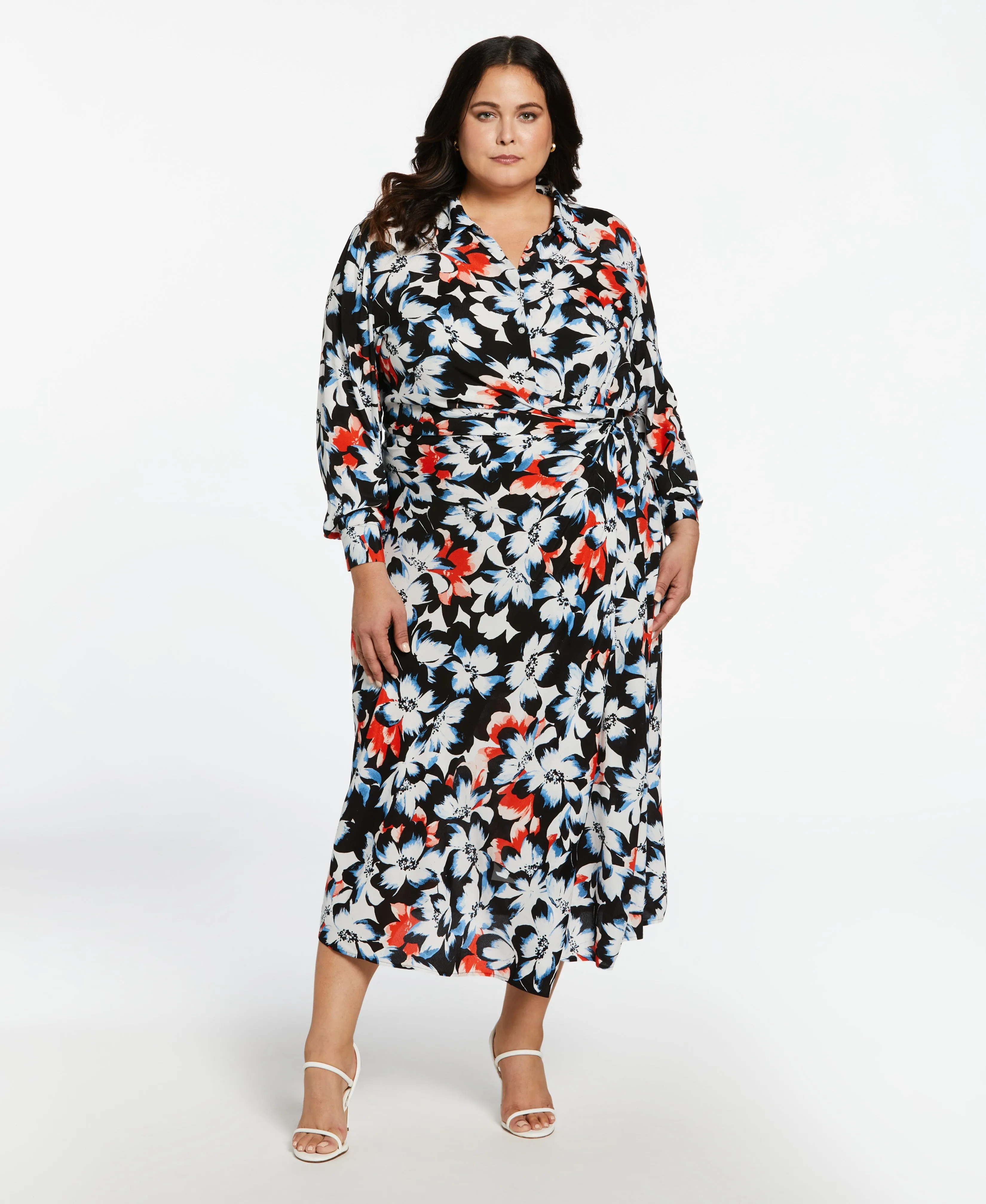 Plus Size Eco Fabric Gathered Popover Midi Dress