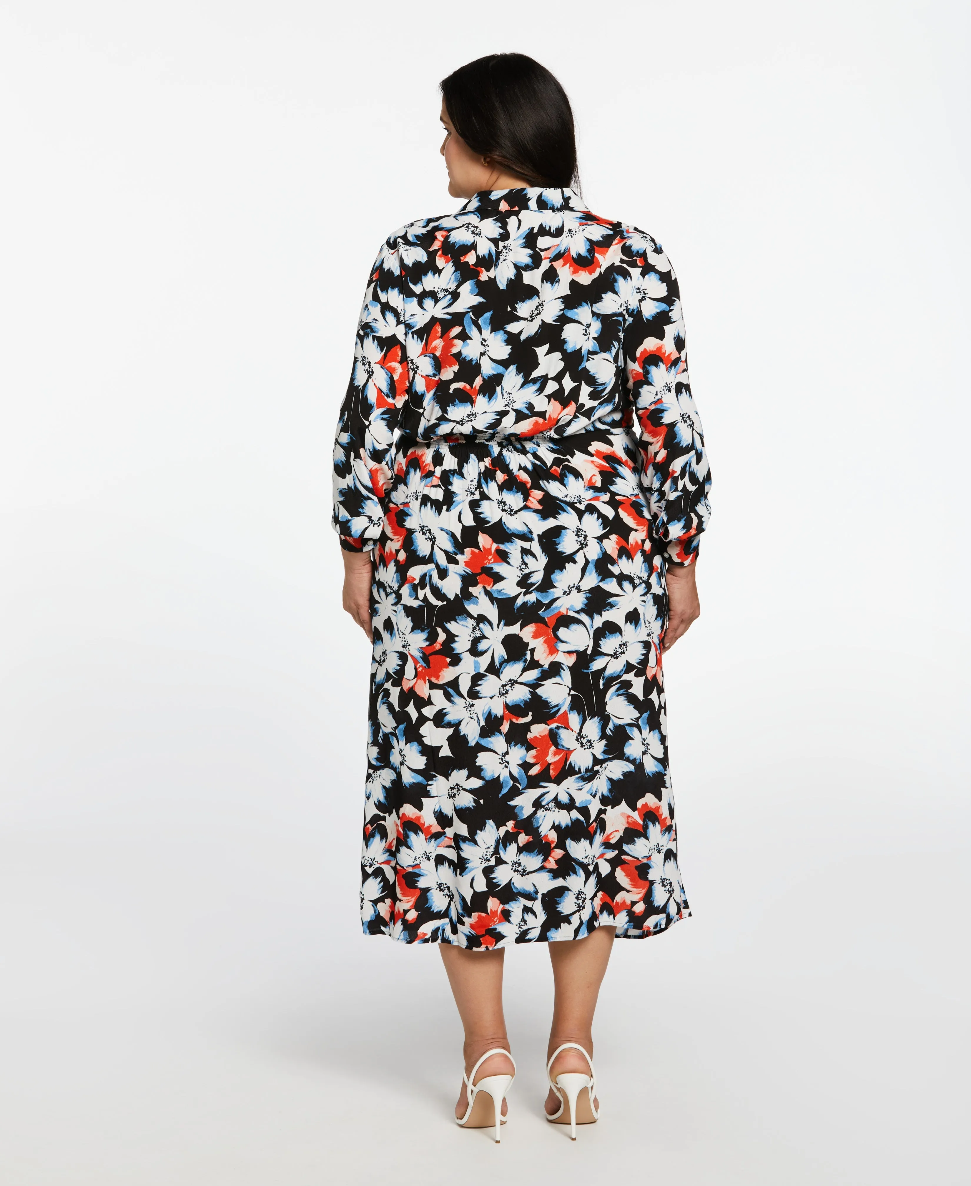 Plus Size Eco Fabric Gathered Popover Midi Dress