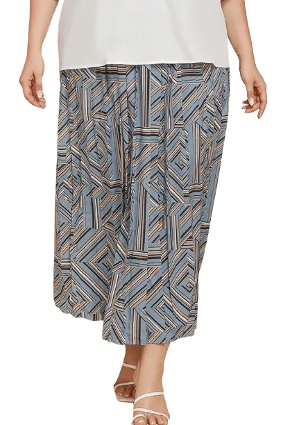 Plus Size Geometric Pleated Skirt