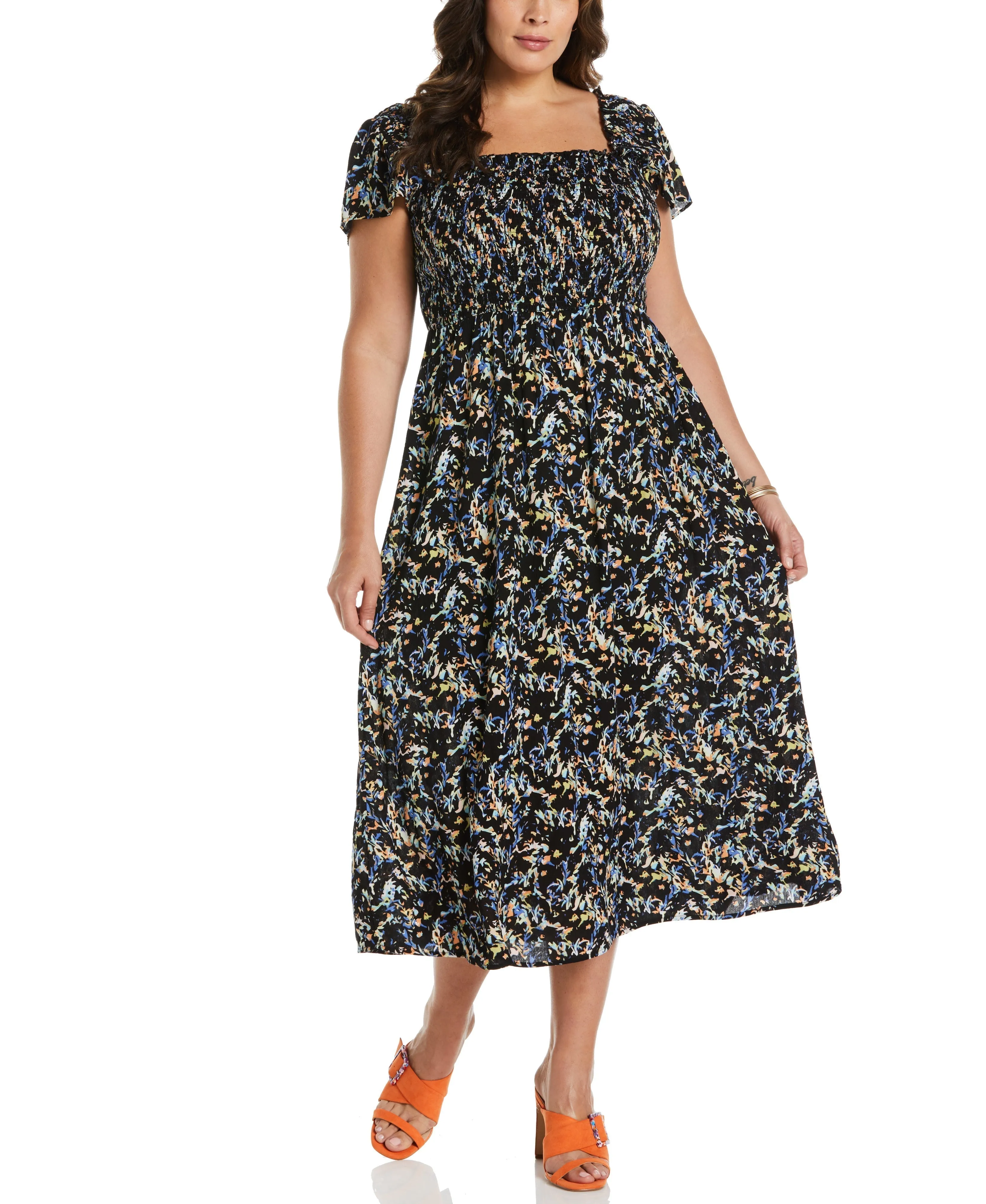 Plus Size Smocked Midi Dress