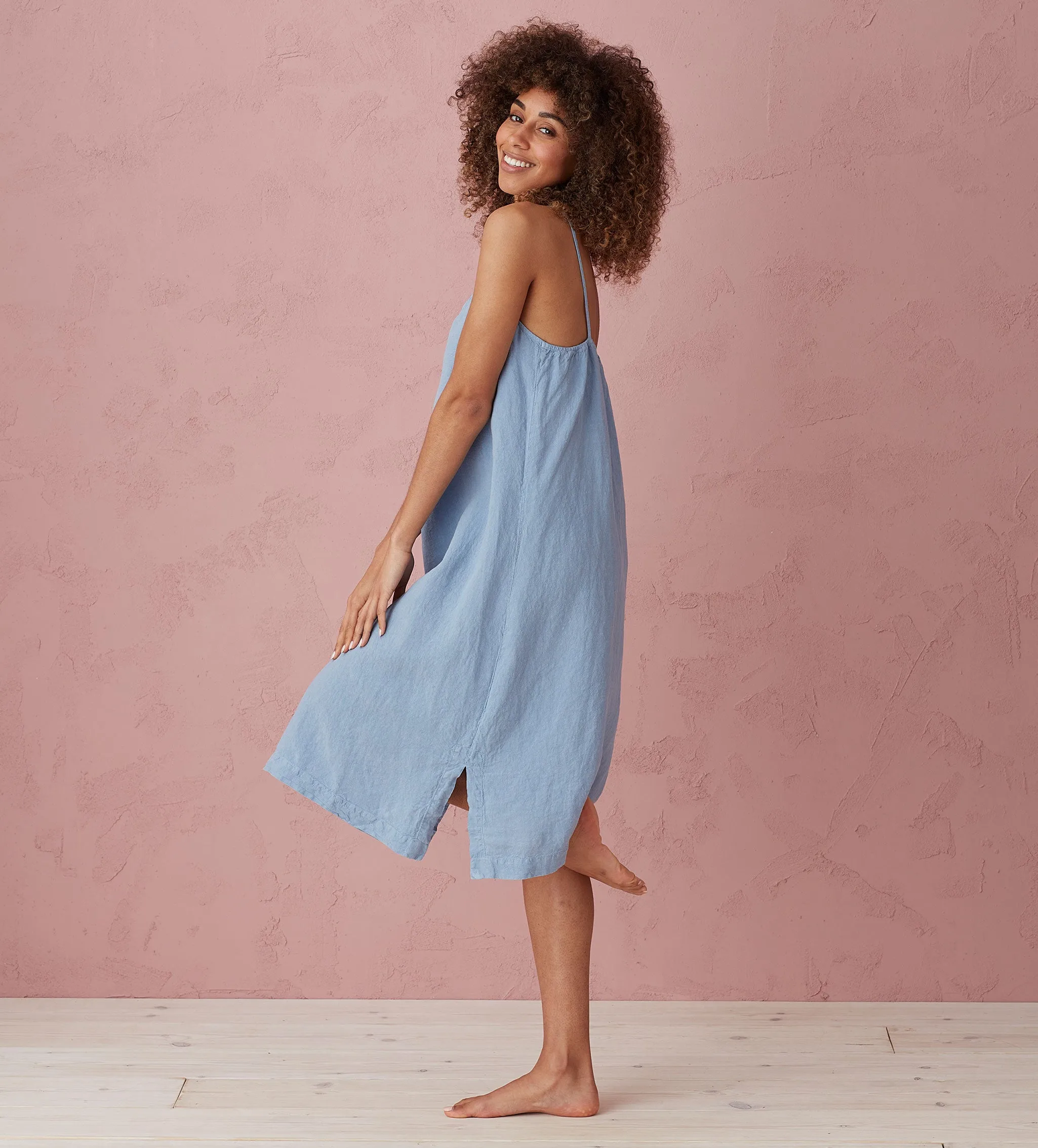 Powder Blue Alice 100% Linen Cami Nightie