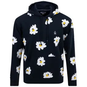 Premium Fleece Daisy Print Hoodie Dark Sapphire - SS23