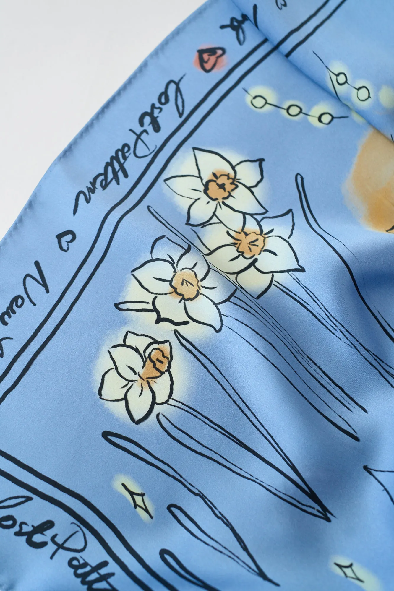 "New York in Sketches" Silk Scarf - Blue