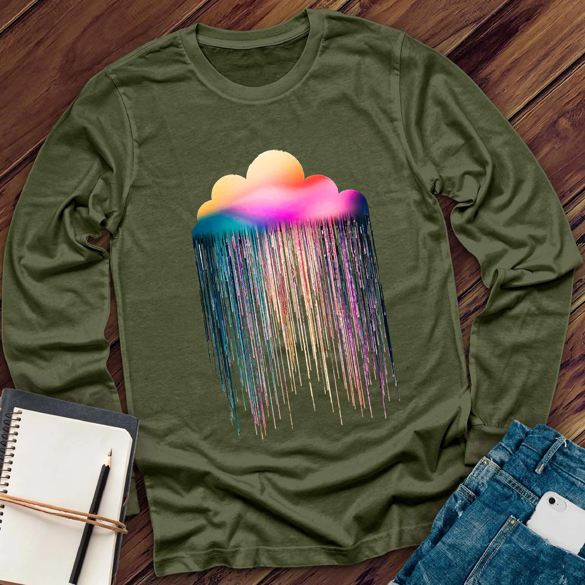 Rainbow Rain Storm Long Sleeve