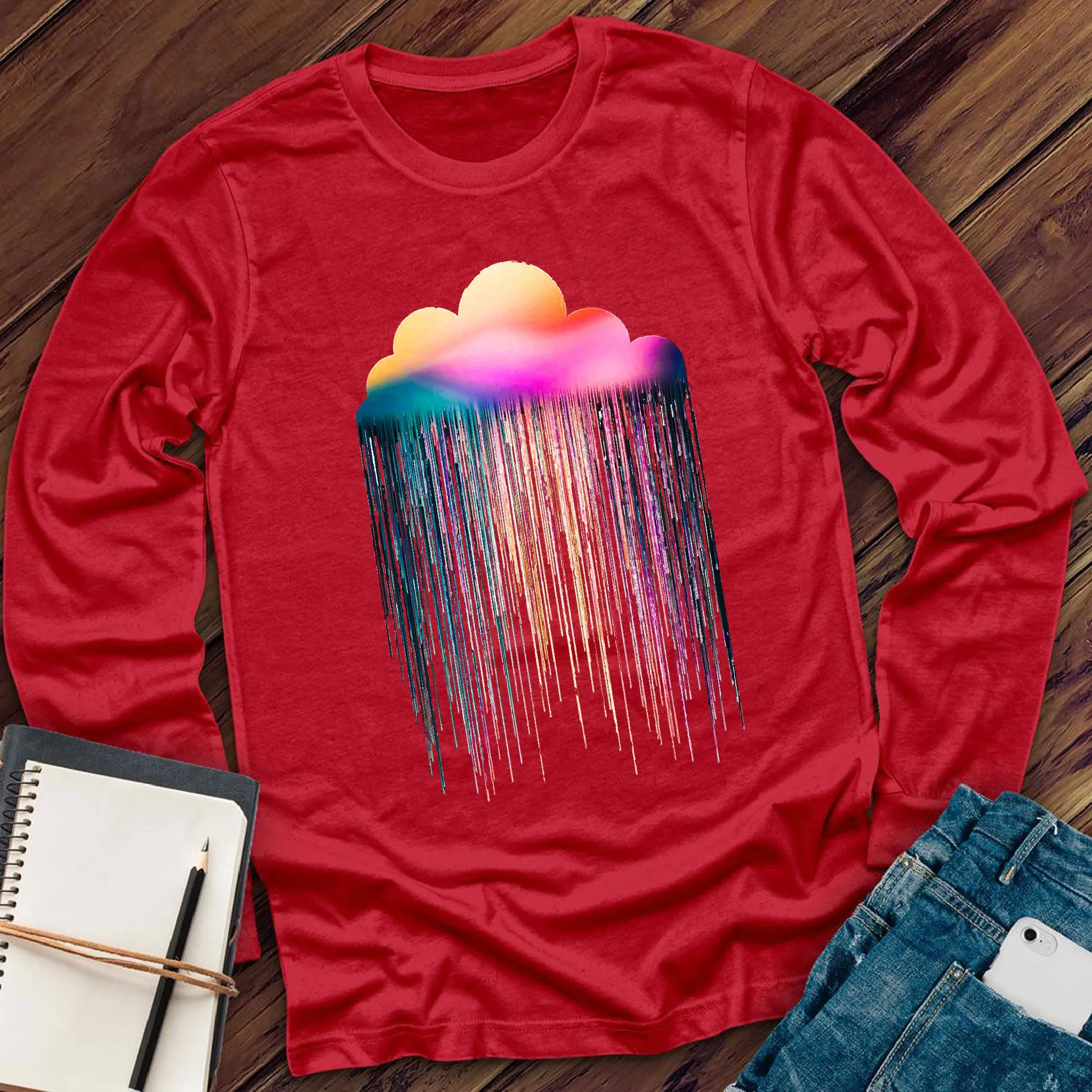 Rainbow Rain Storm Long Sleeve