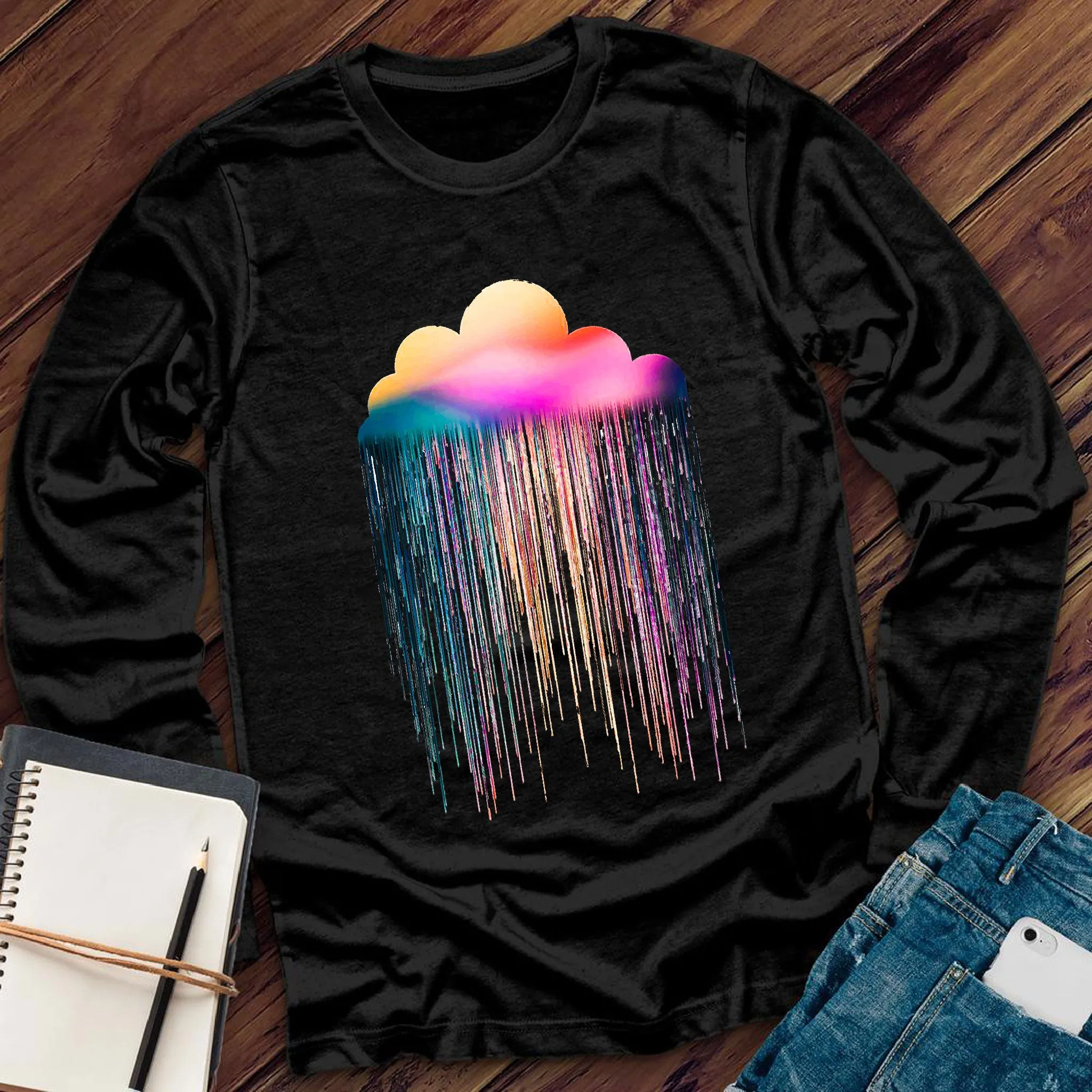 Rainbow Rain Storm Long Sleeve