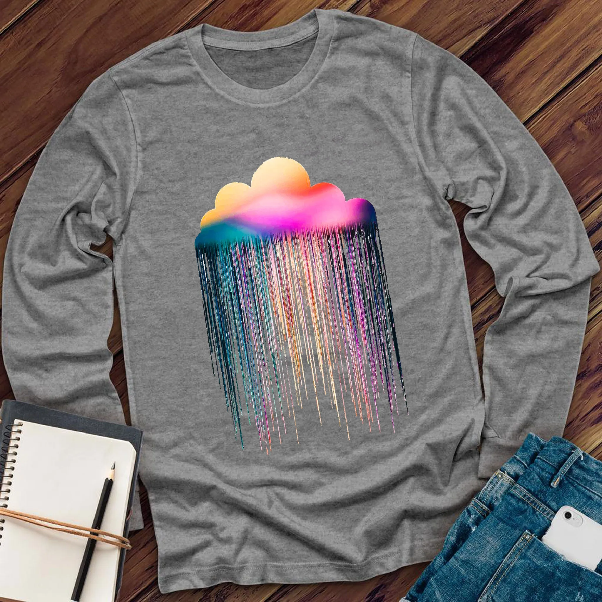 Rainbow Rain Storm Long Sleeve