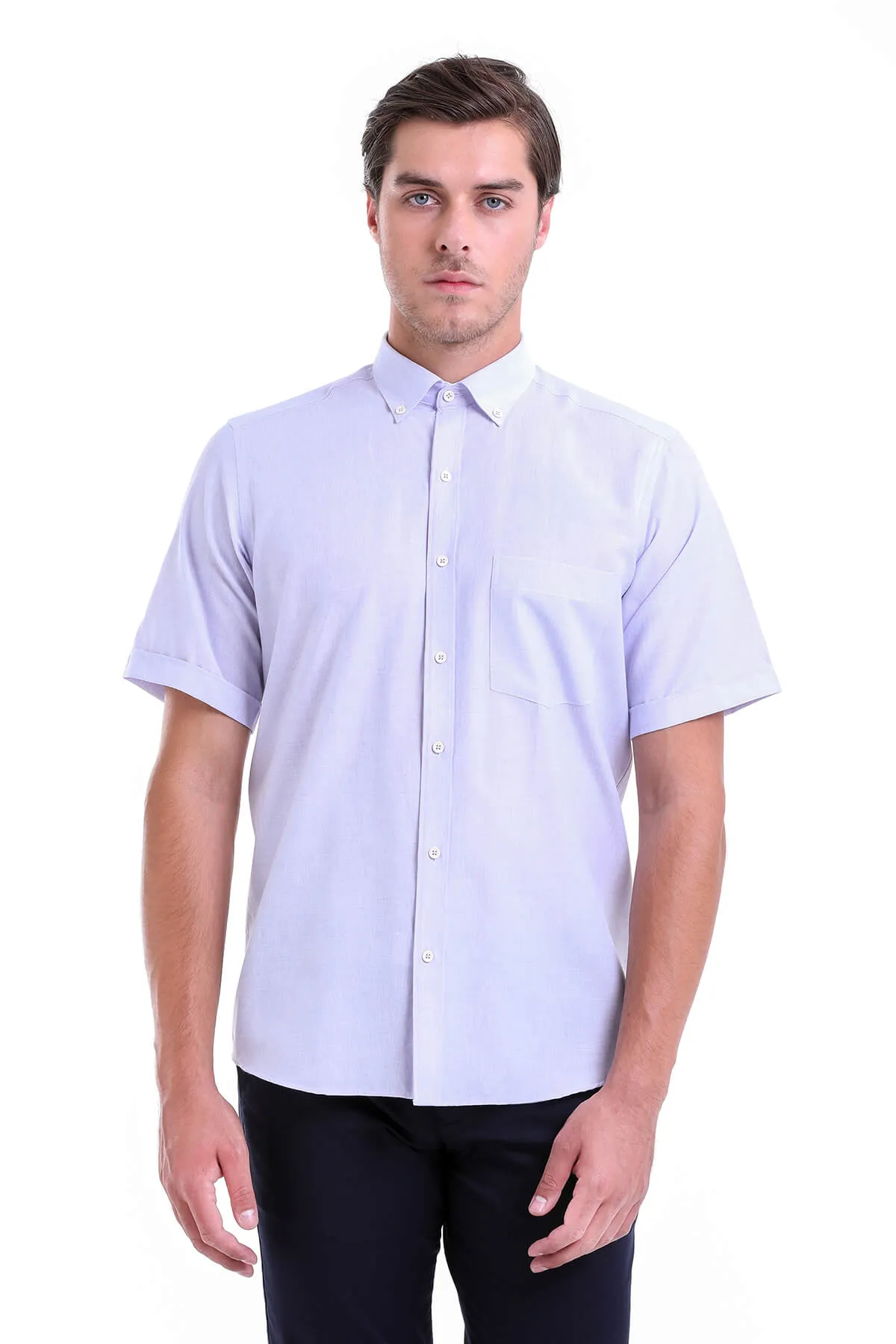 Regular Fit Cotton Blend Lilac Dress Shirt