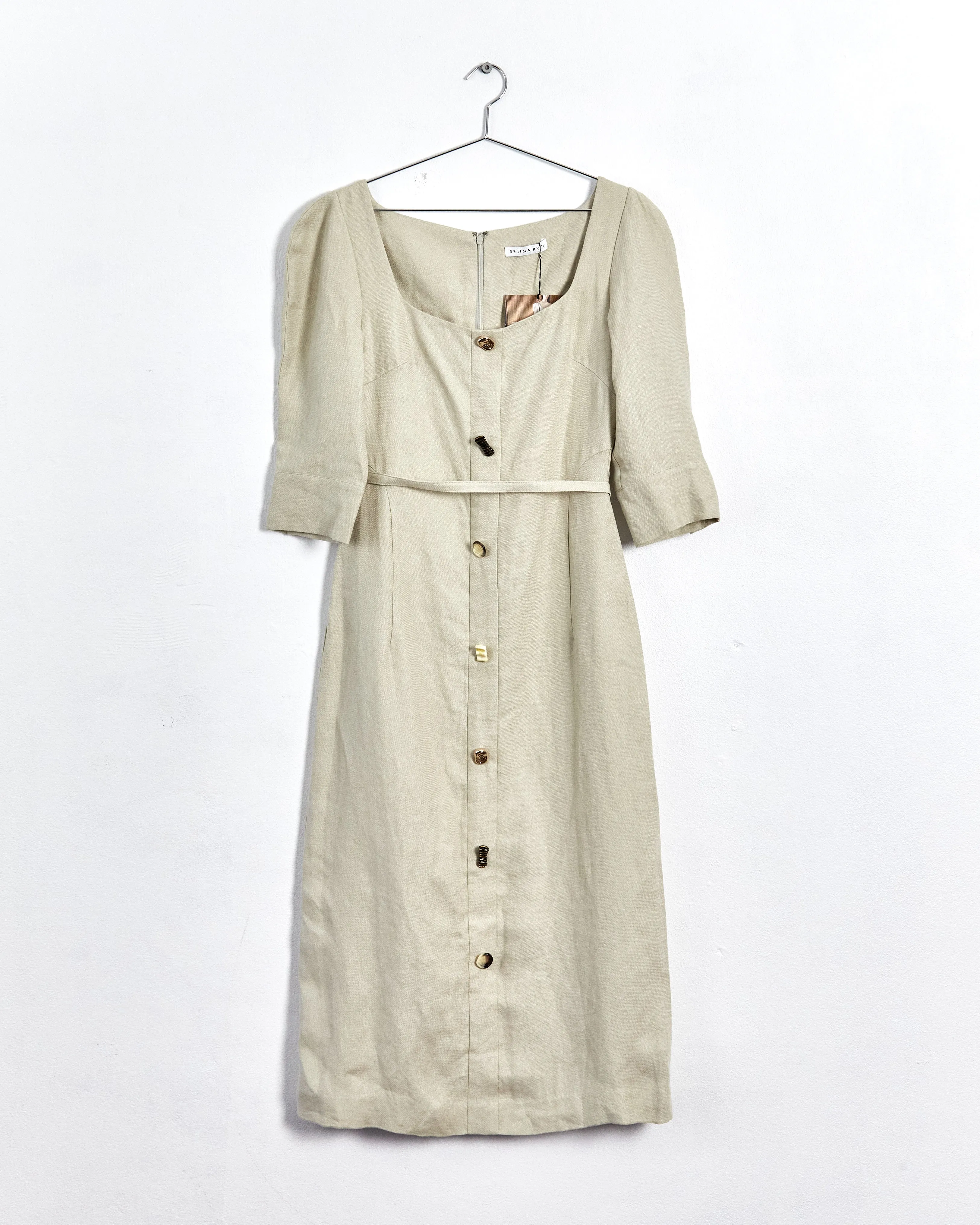 Rejina Pyo spring '20 'leonie' belted linen midi dress, sage, 12