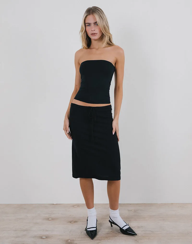 Rella Midi Skirt in Flat Knit Black