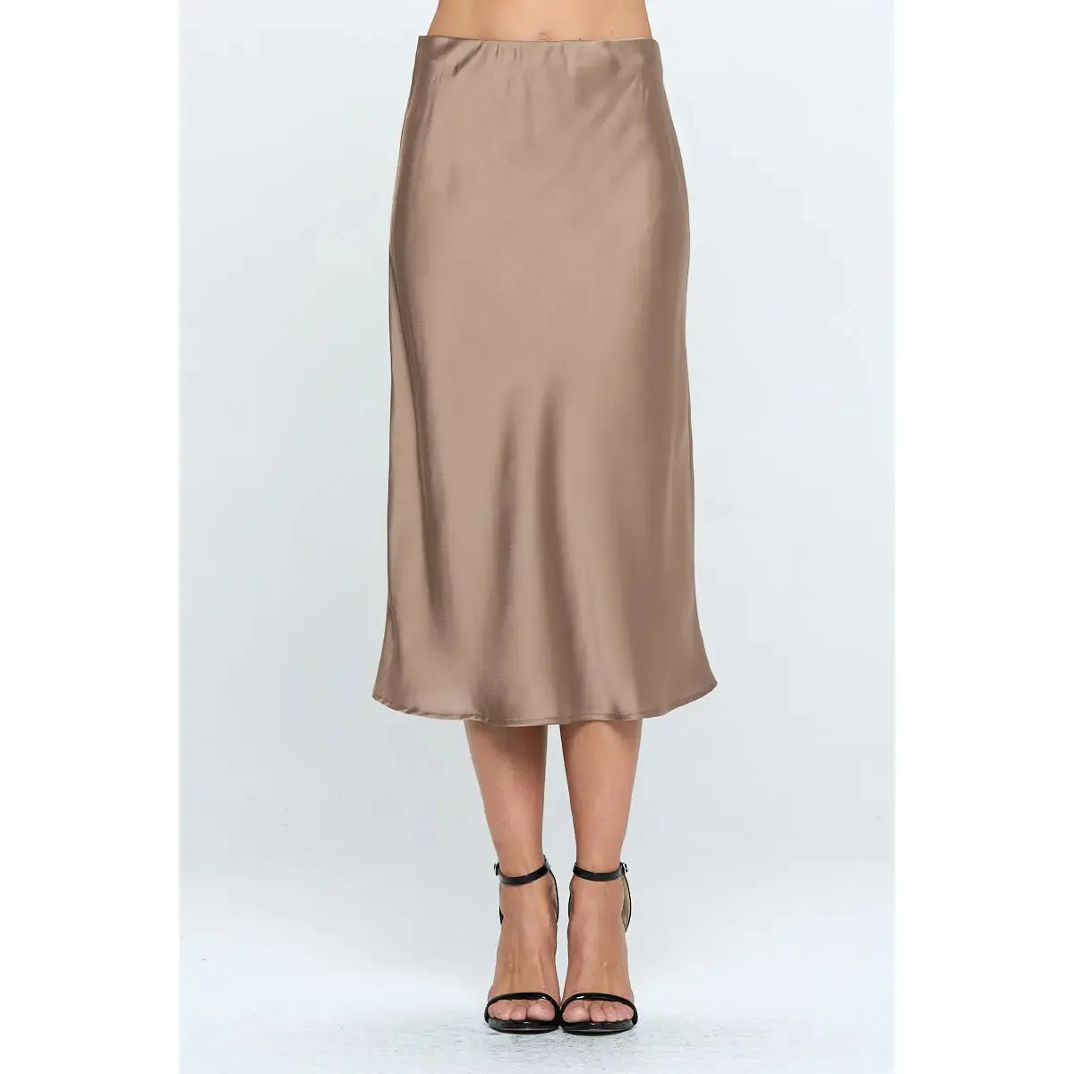 RENEE SOILD SATIN MIDI SKIRT