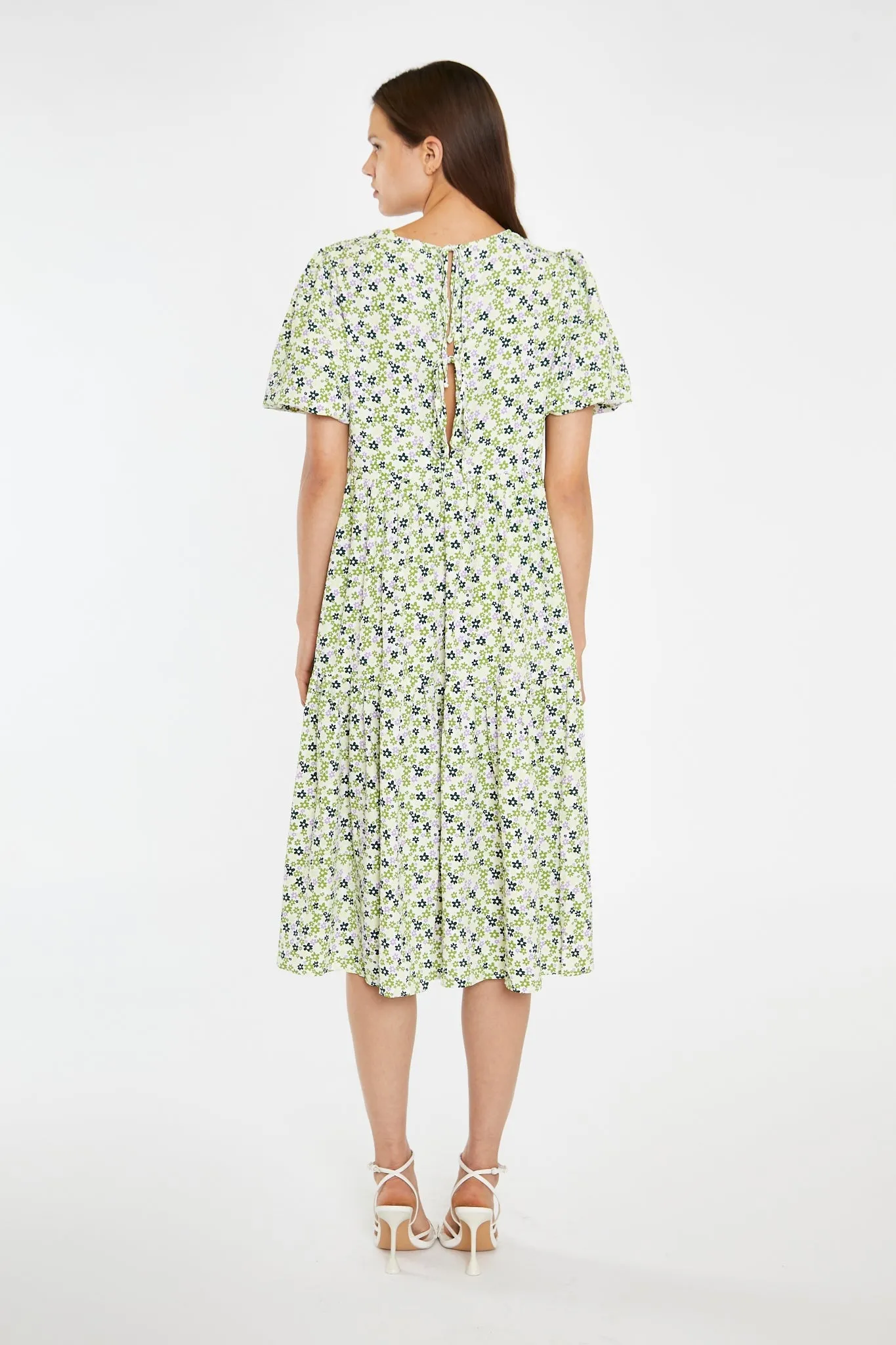 Retro Daisy Tiered Midi-Dress