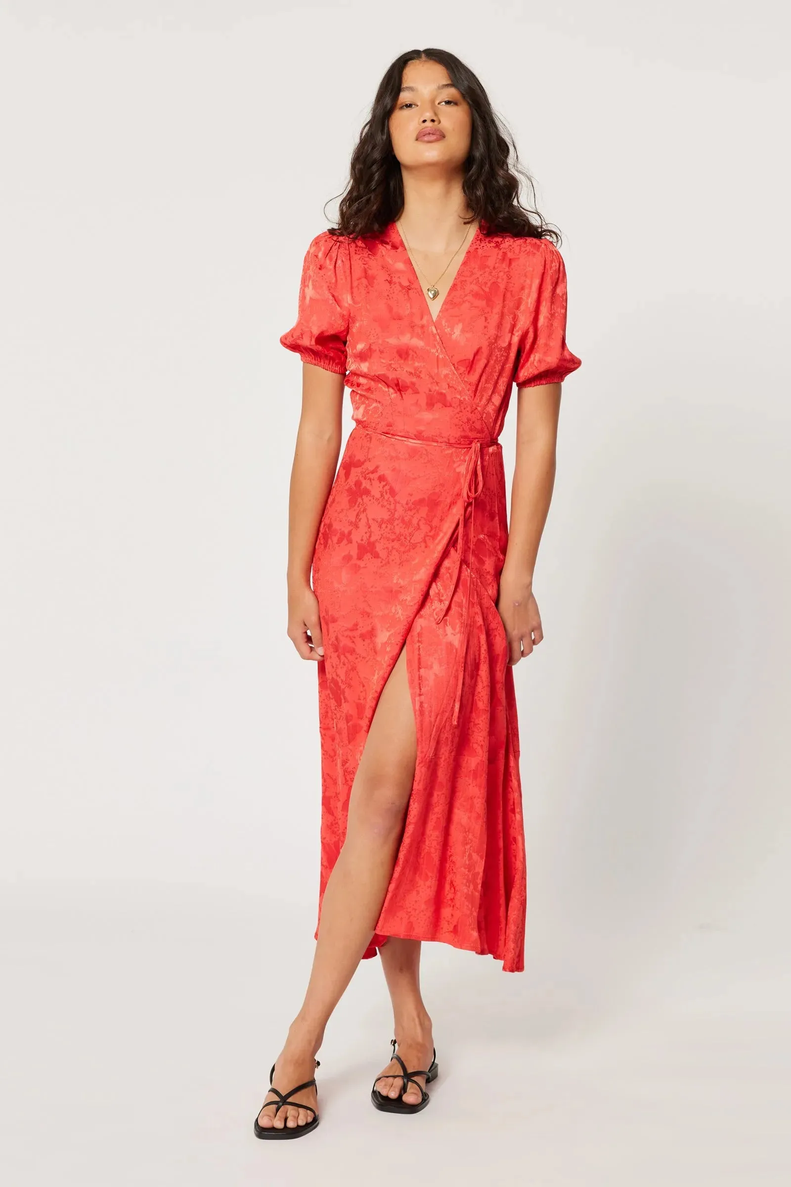 ROLLAS - Verona Jacquard Dress Cherry