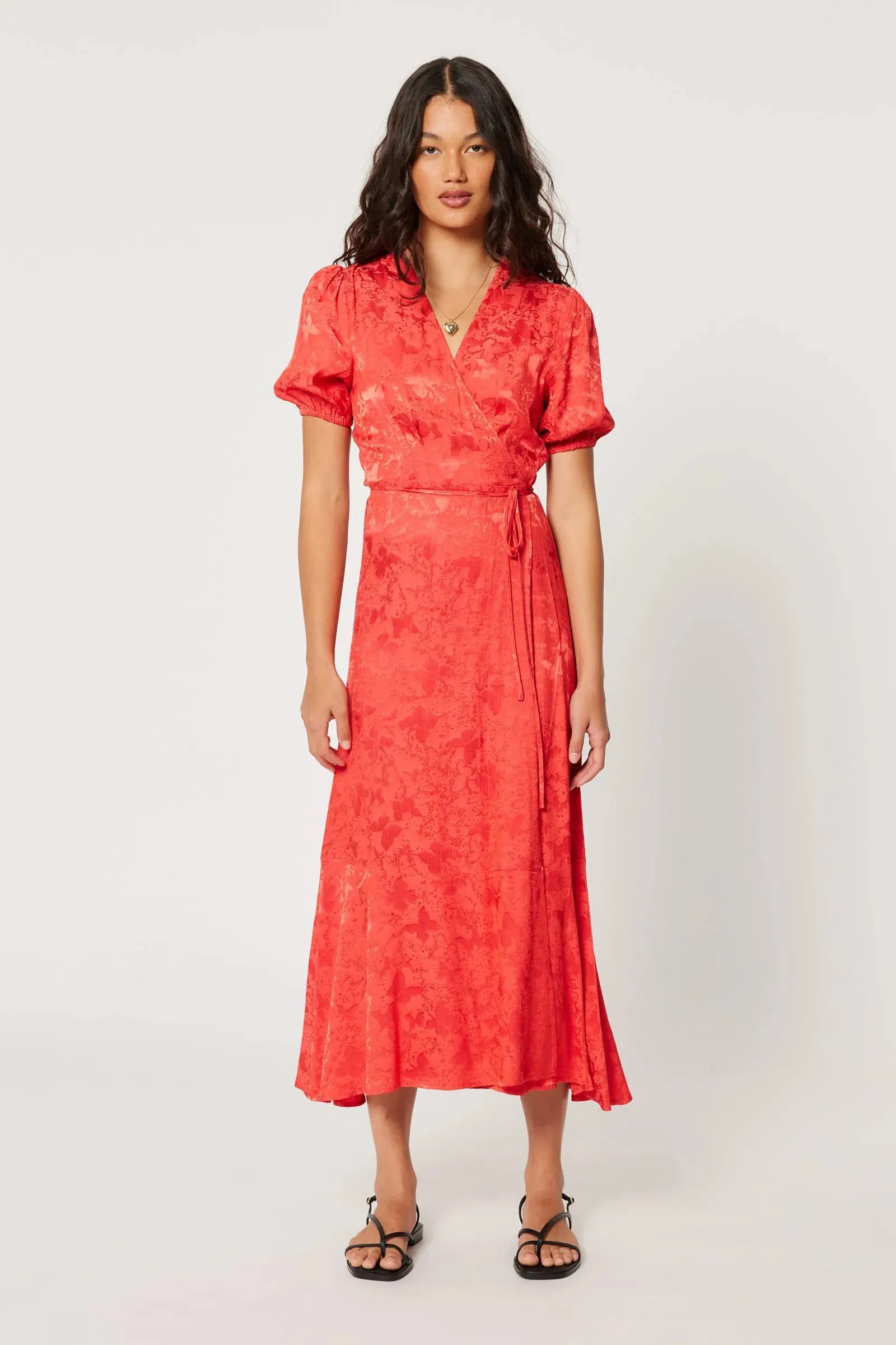 ROLLAS - Verona Jacquard Dress Cherry