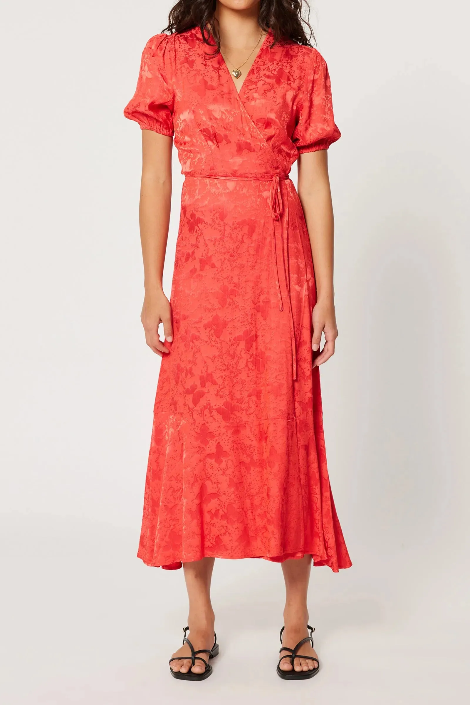 ROLLAS - Verona Jacquard Dress Cherry