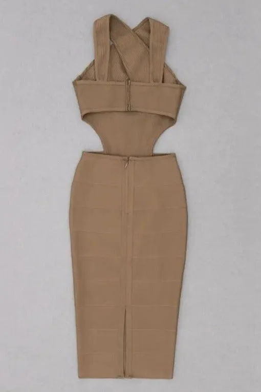 Sasha Bandage Midi Dress - Tan