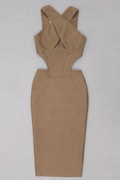 Sasha Bandage Midi Dress - Tan