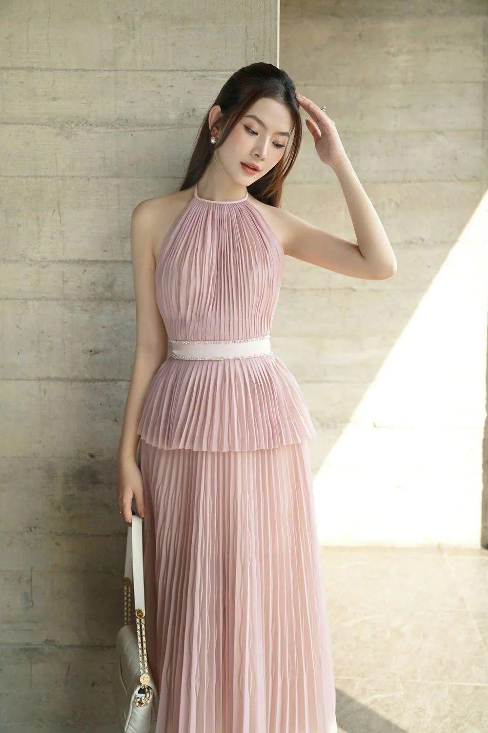 Satomi A-line Pleated Mesh Silk Skirt