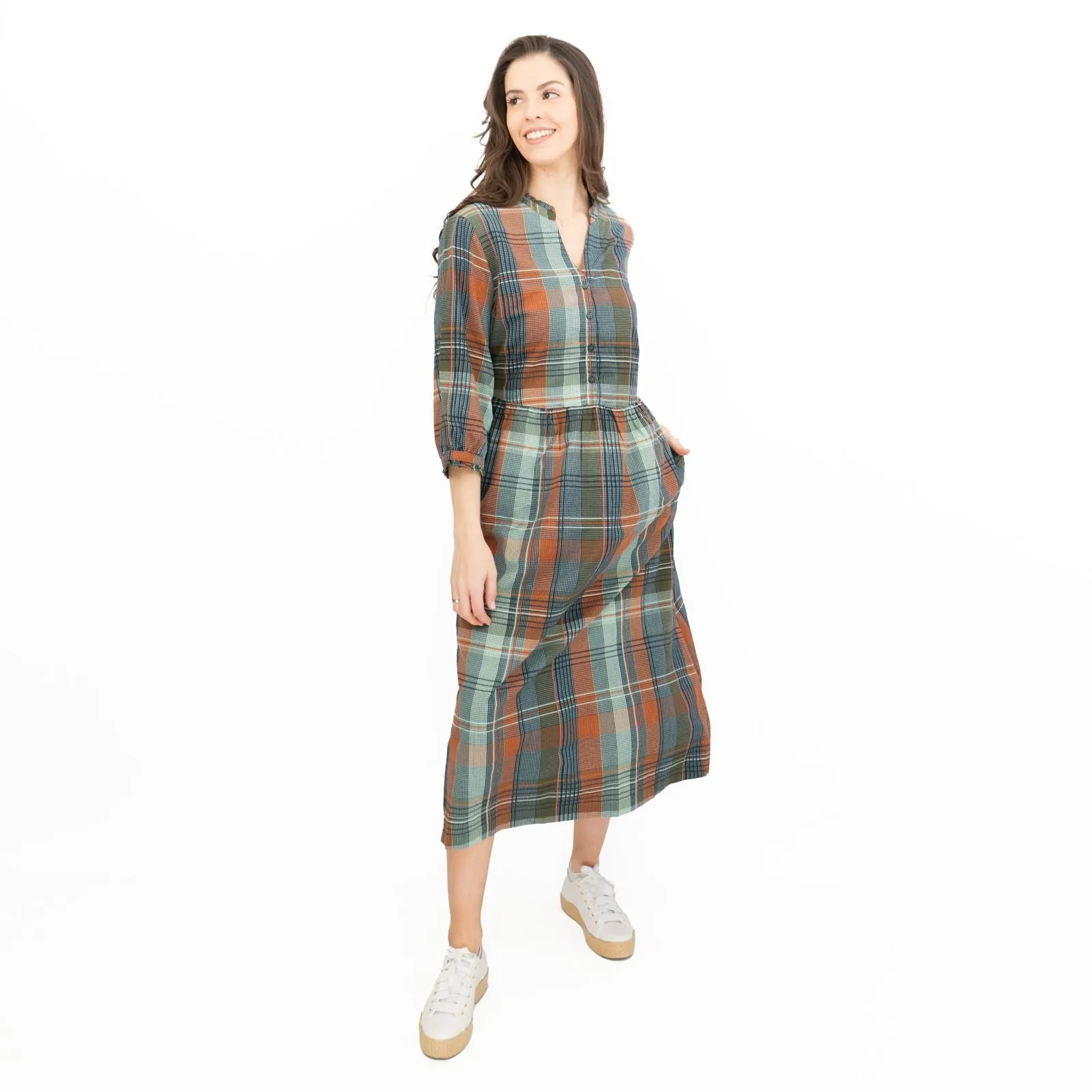 Seasalt Fair Green Check Midi Dress