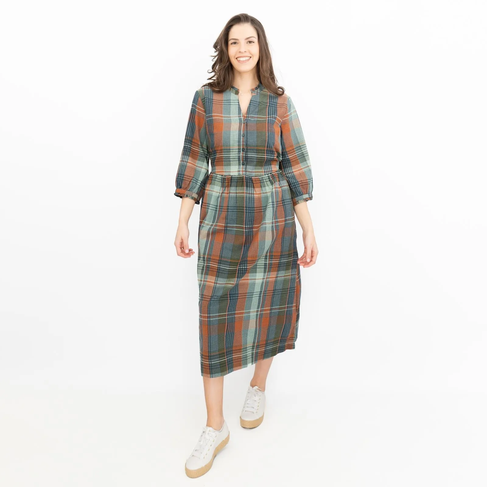 Seasalt Fair Green Check Midi Dress