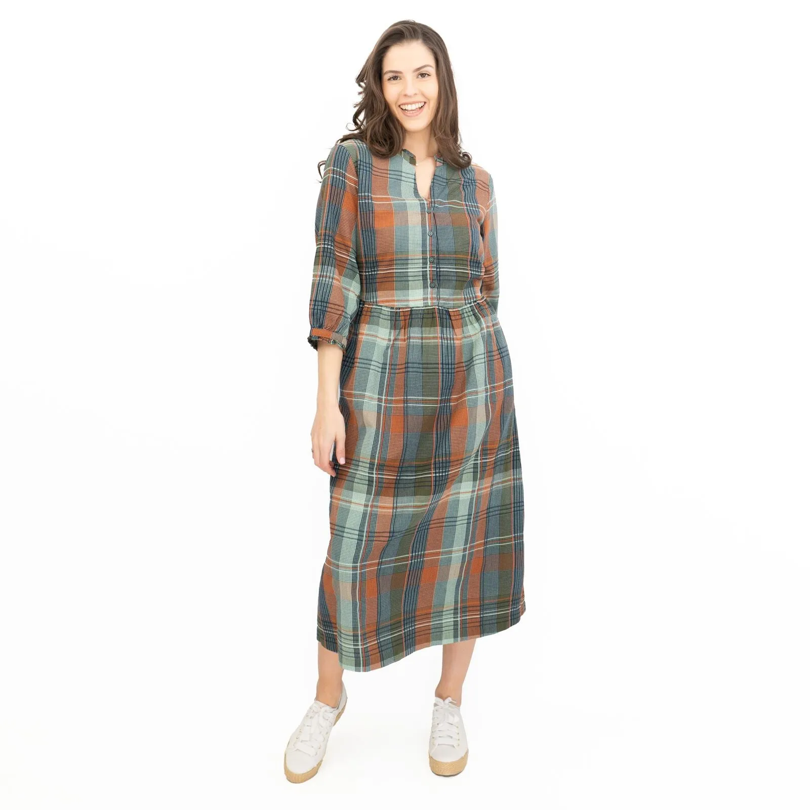 Seasalt Fair Green Check Midi Dress