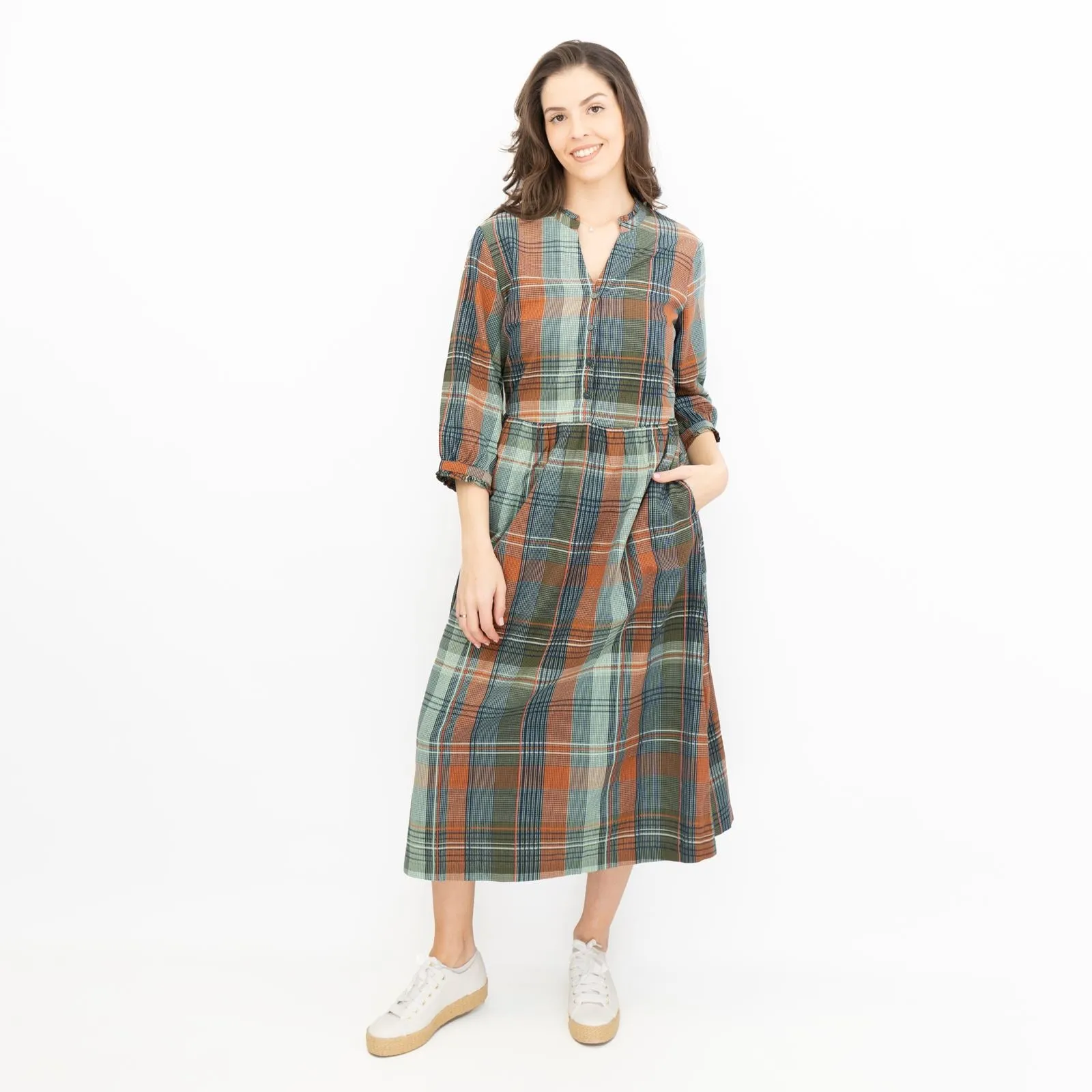 Seasalt Fair Green Check Midi Dress