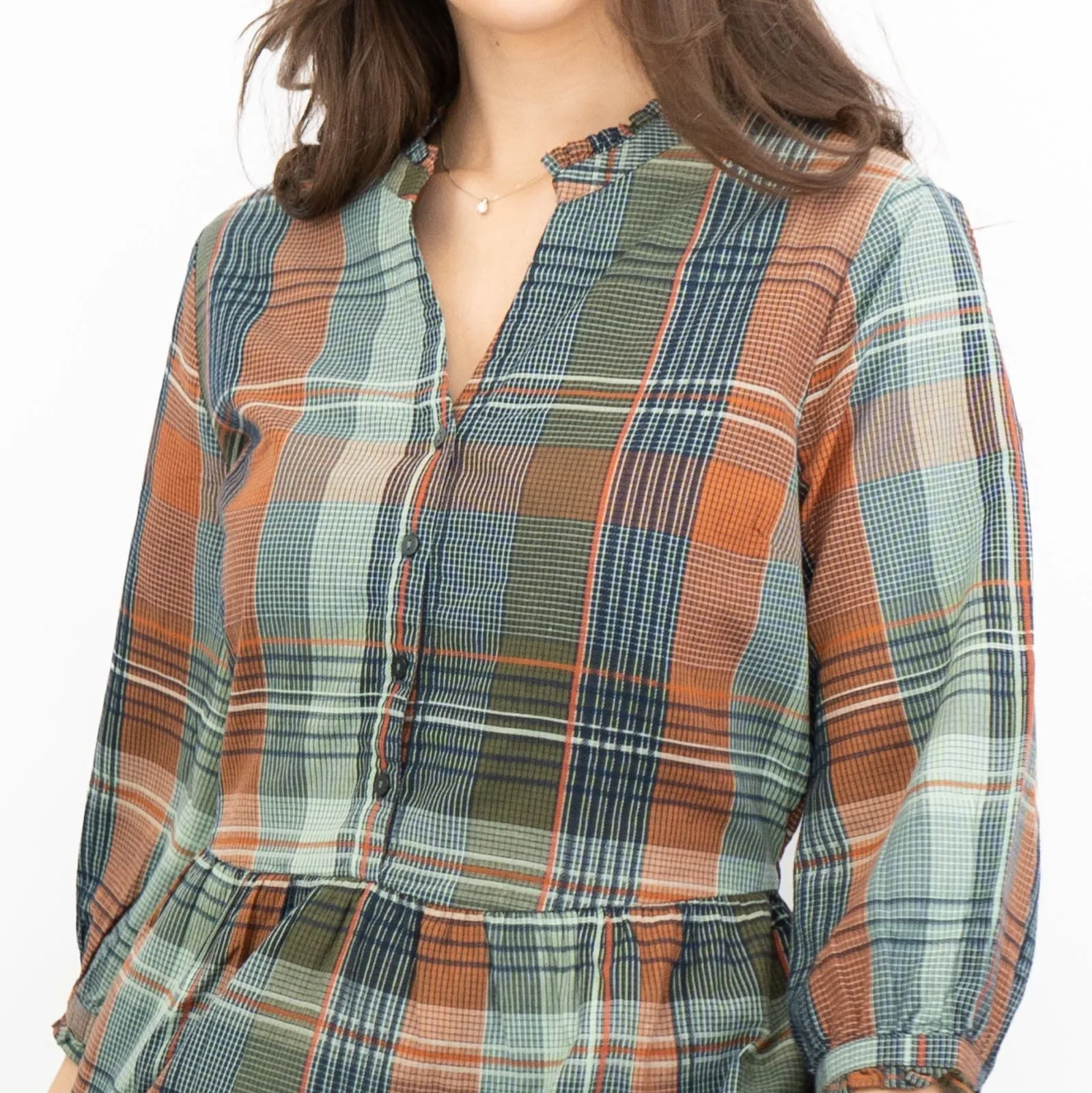 Seasalt Fair Green Check Midi Dress