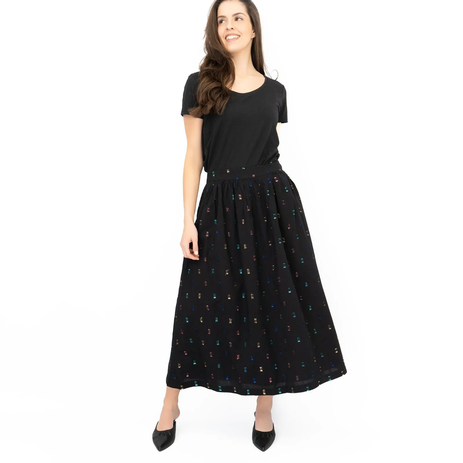 Seasalt Tawny Owl Midi Skirt Golden Heyday Black