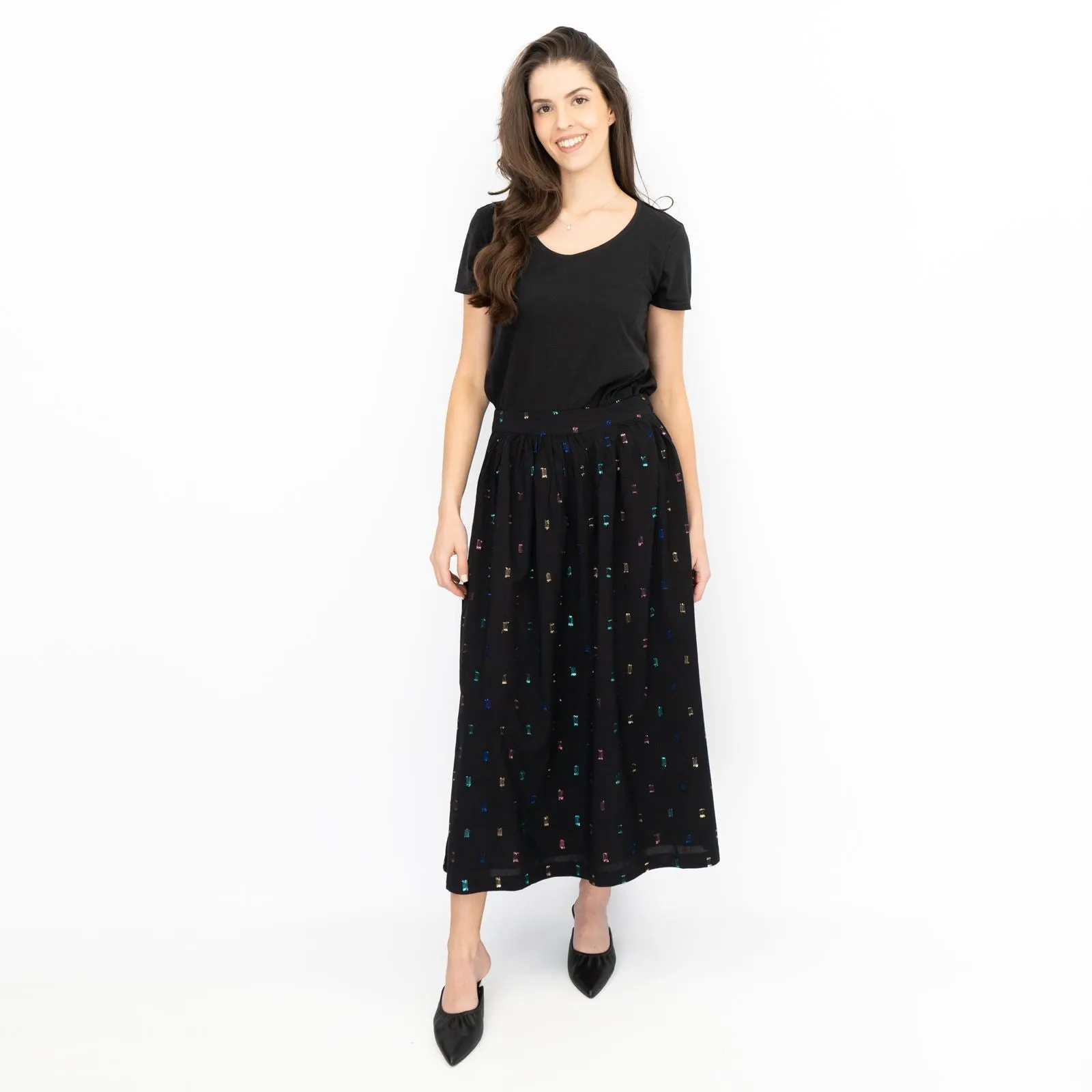 Seasalt Tawny Owl Midi Skirt Golden Heyday Black