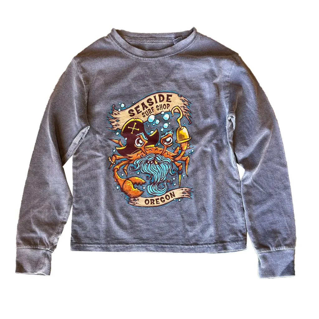 Seaside Surf Shop Pirate Crab Youth  L/S Tee - Indigo