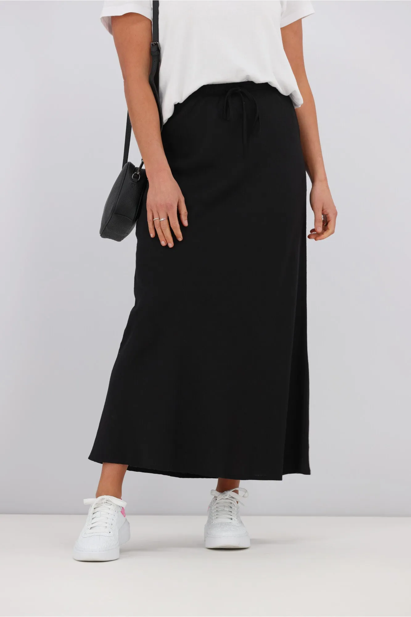 Shine On Label Paloma Bias Linen Blend Skirt Black