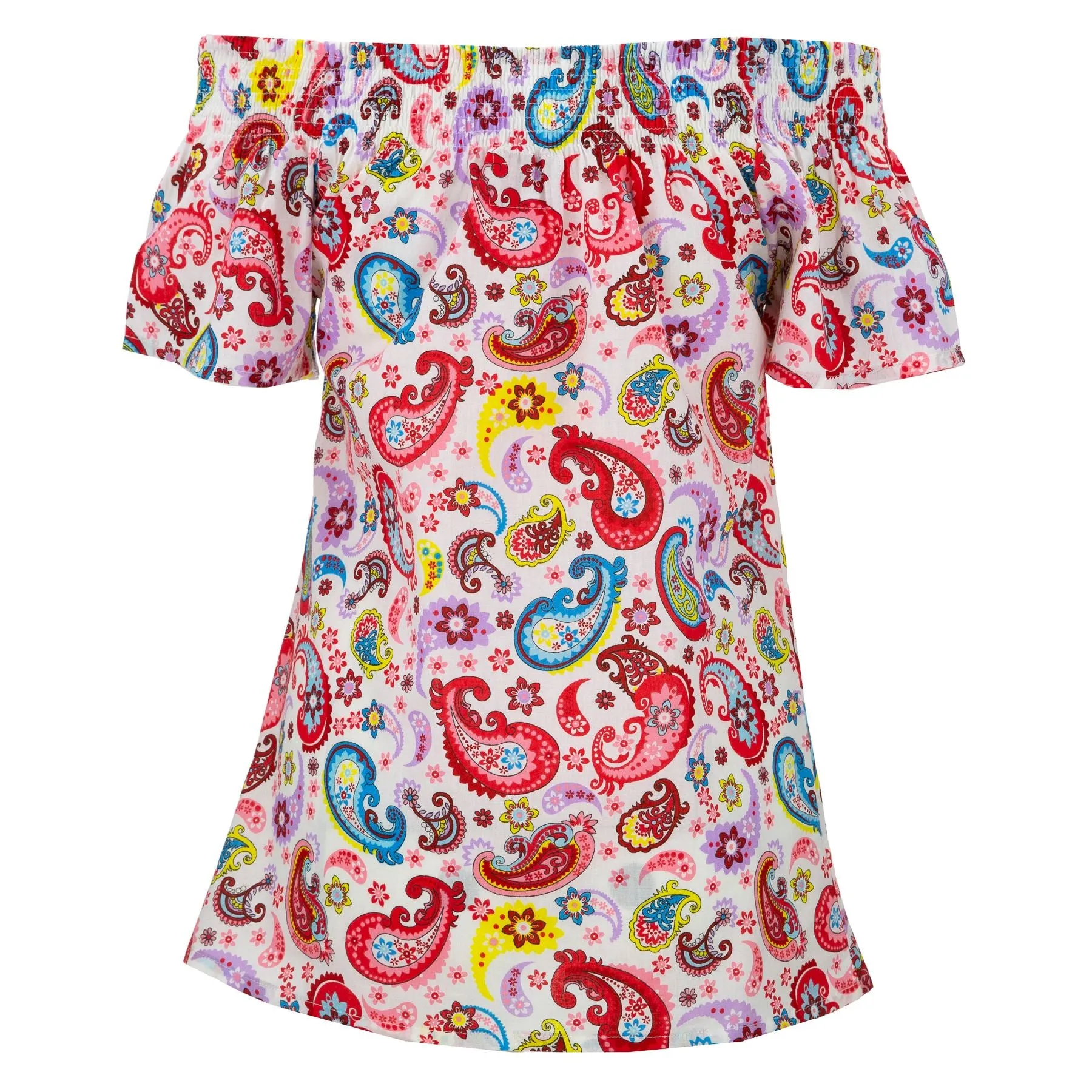 Shirred Super Top - Vibrant Paisley