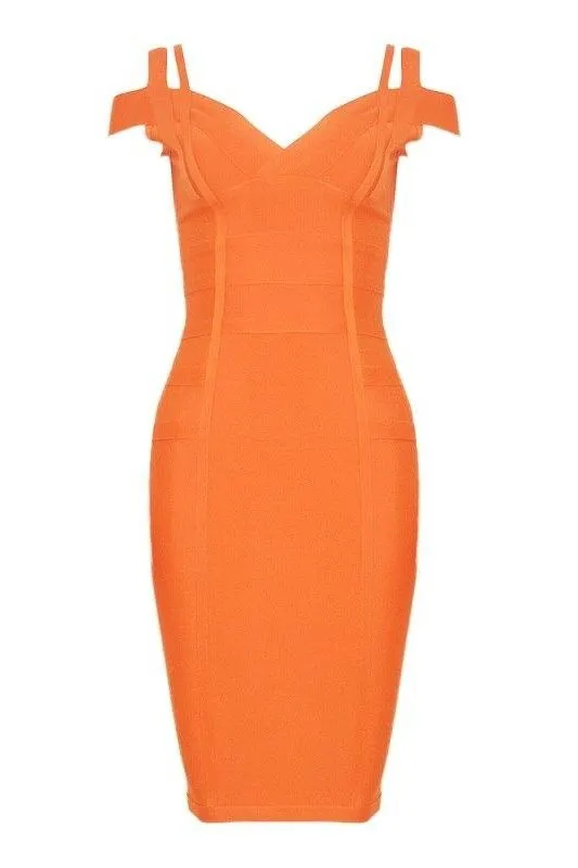 Sia Bandage Dress - Apricot Orange