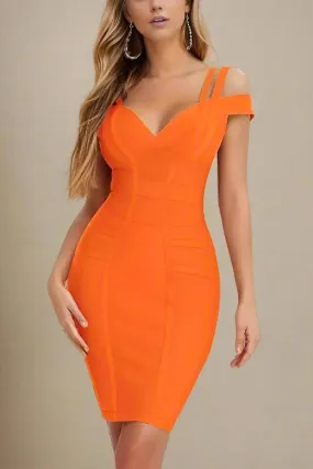 Sia Bandage Dress - Apricot Orange