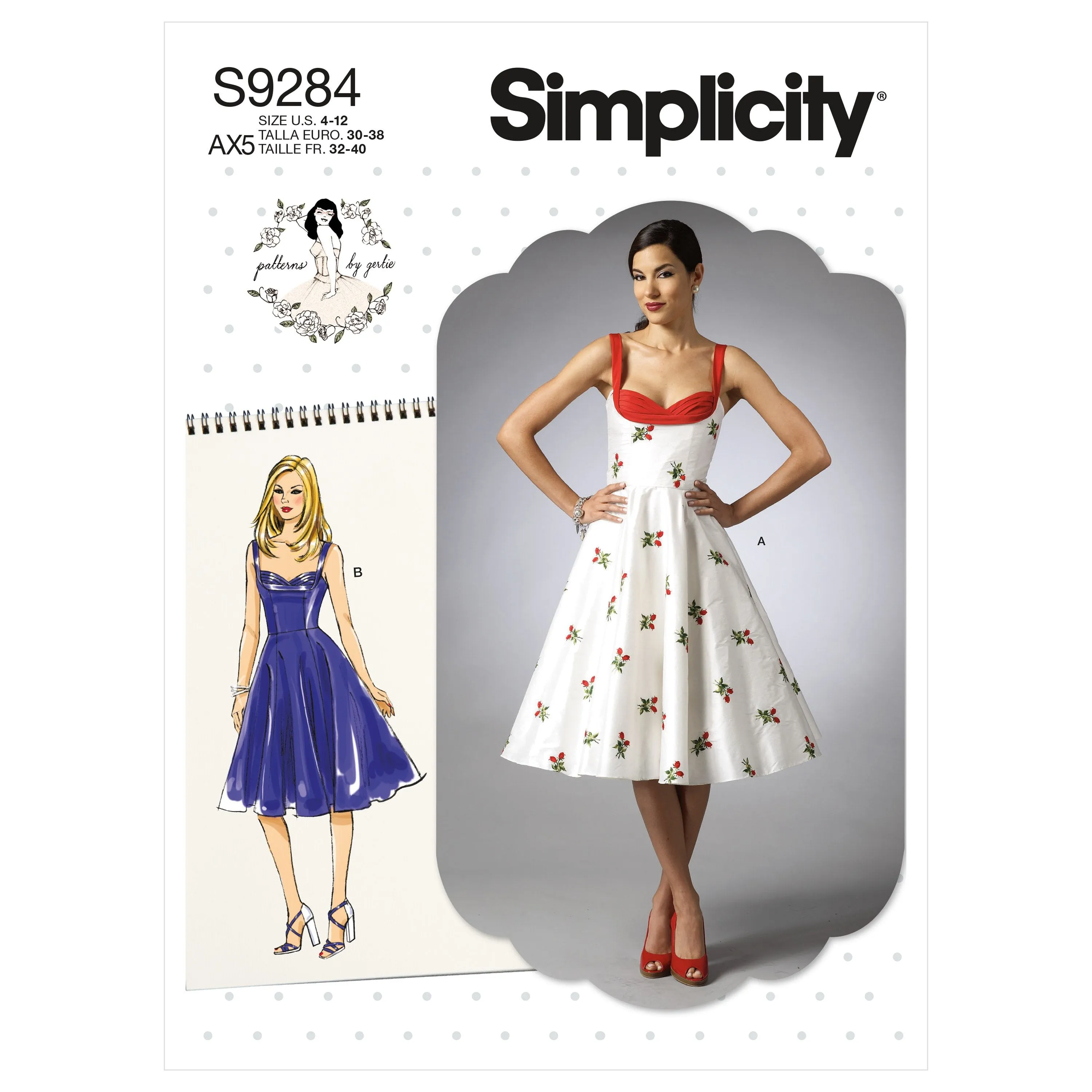 Simplicity Vintage Sewing Pattern 9284 Sweetheart-Neckline Dresses